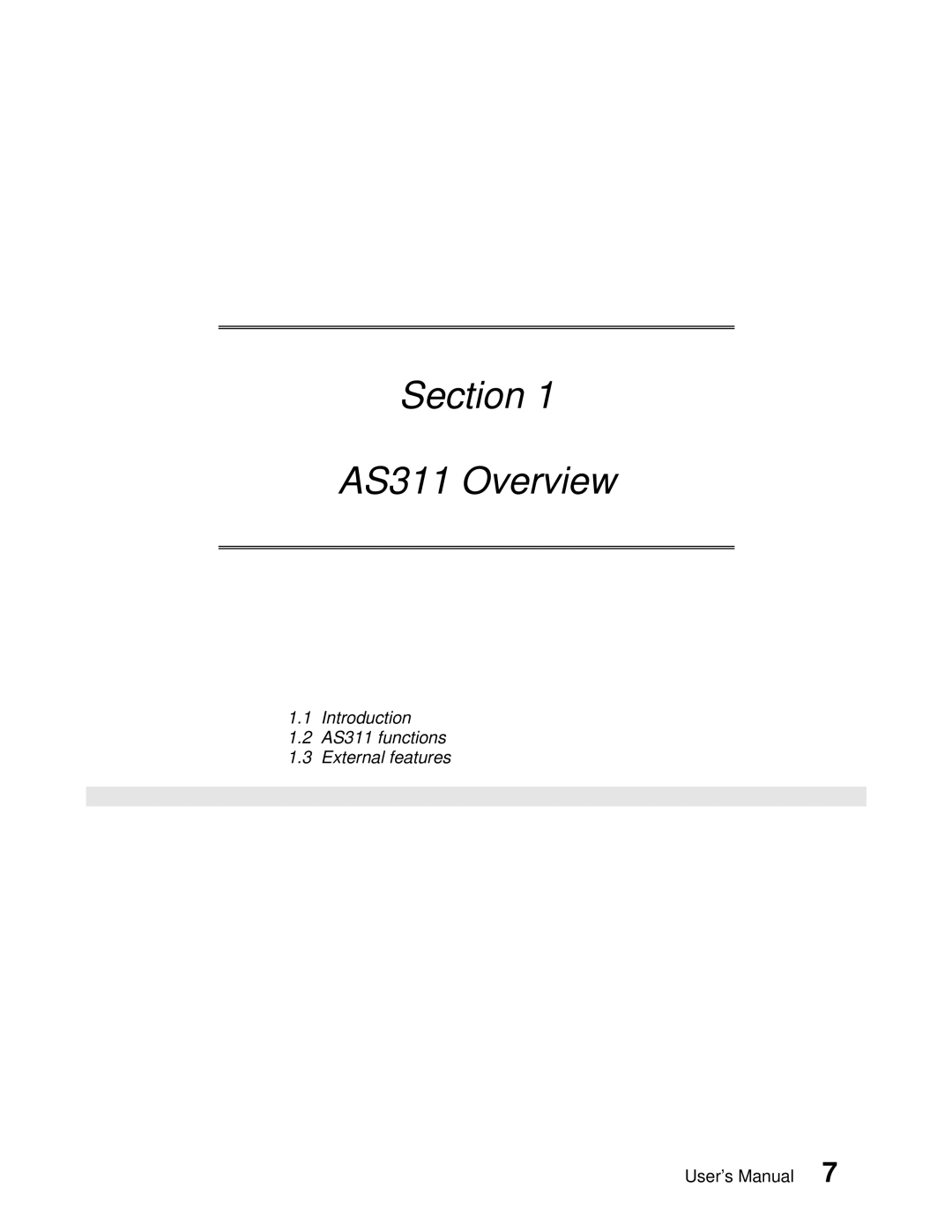 Toshiba user manual Section AS311 Overview 