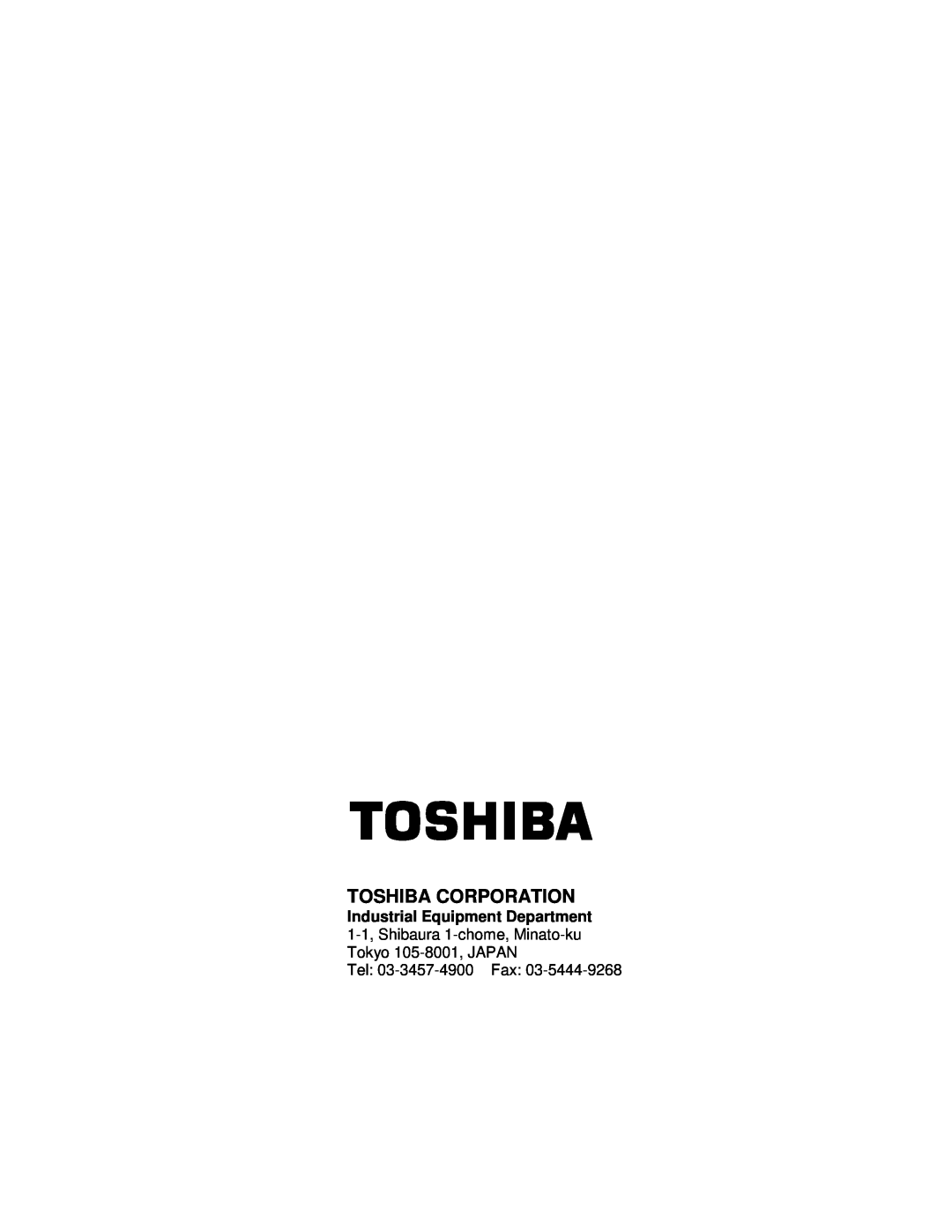 Toshiba AS311 user manual Toshiba Corporation, Industrial Equipment Department 