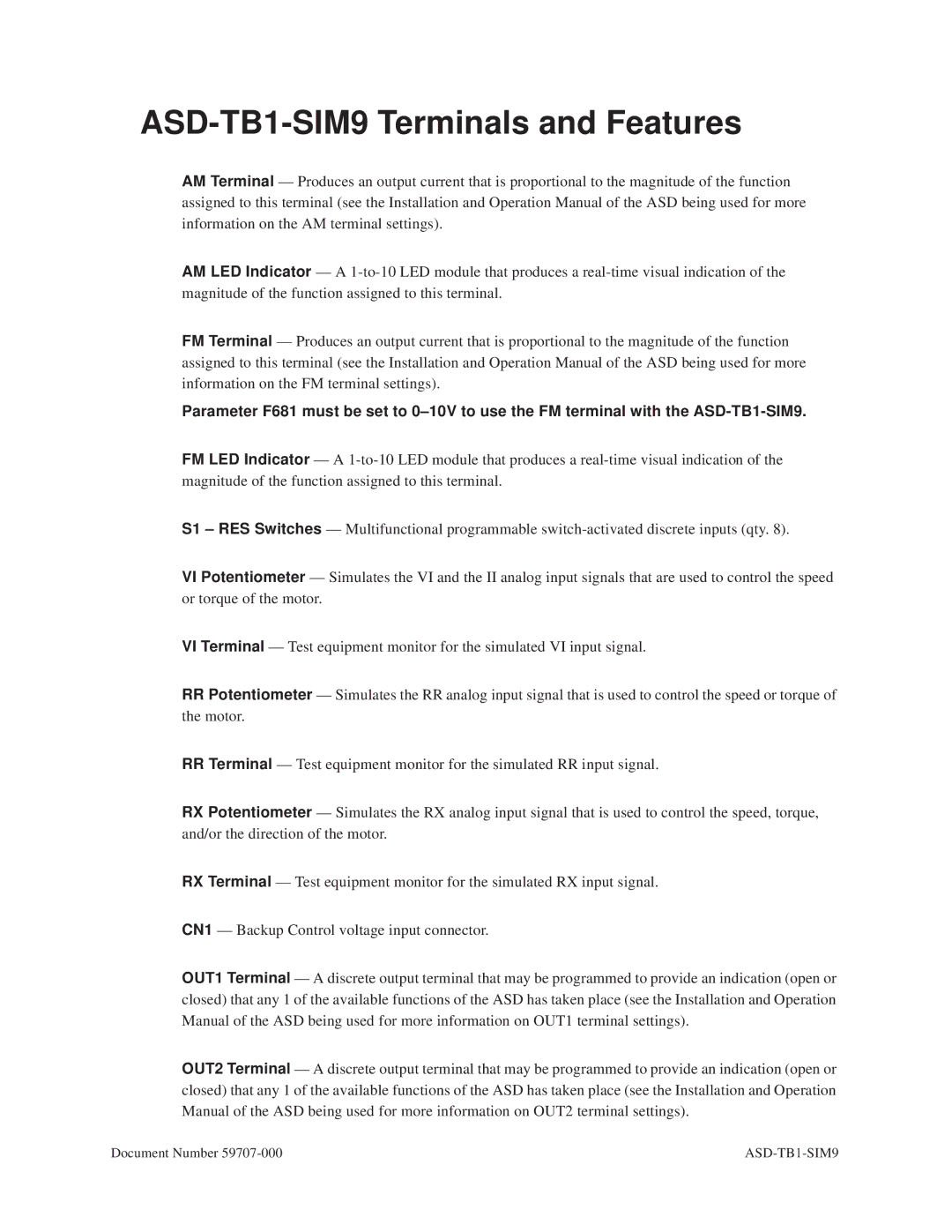 Toshiba operation manual ASD-TB1-SIM9 Terminals and Features 