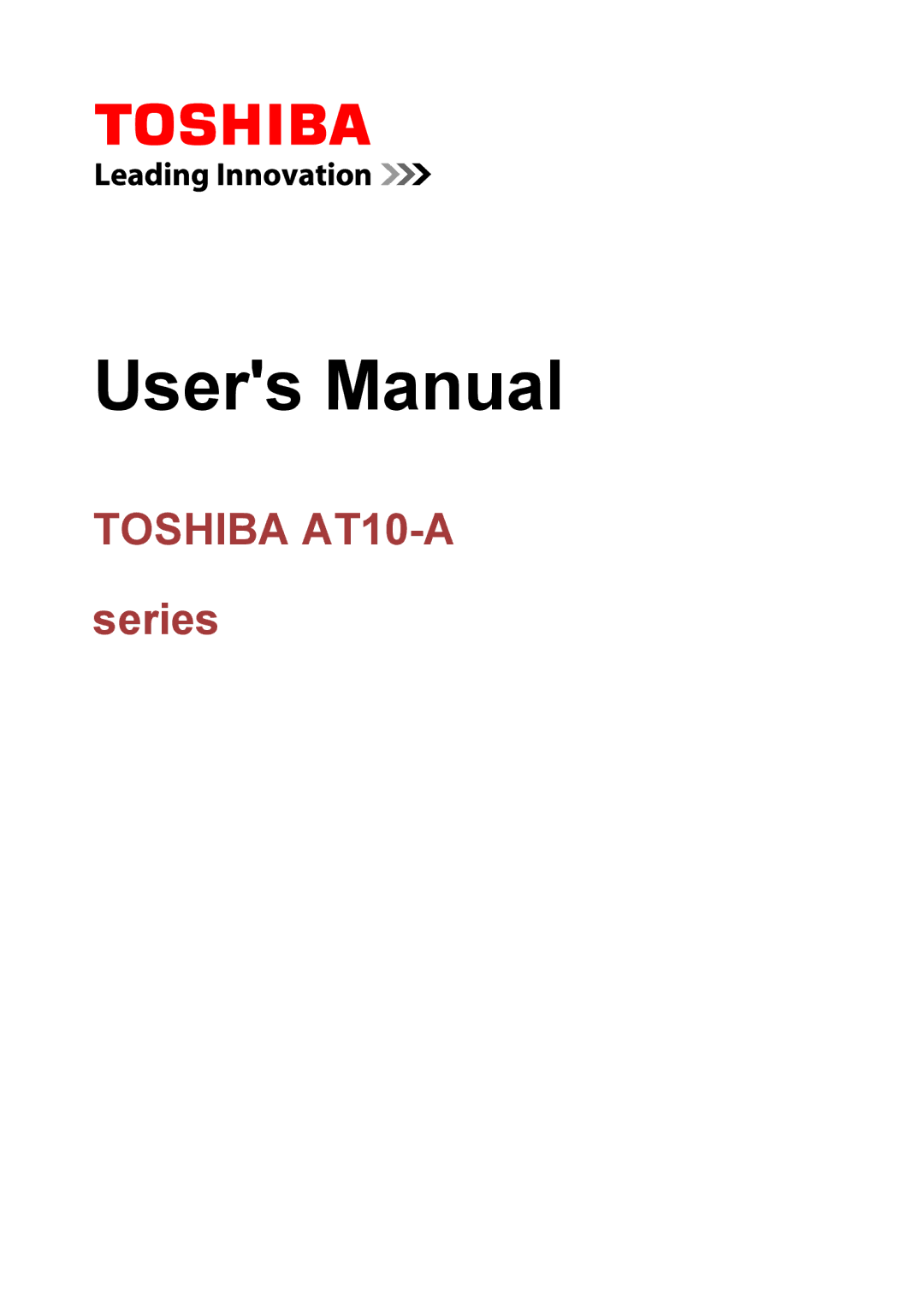 Toshiba user manual Toshiba AT10-A, Series 