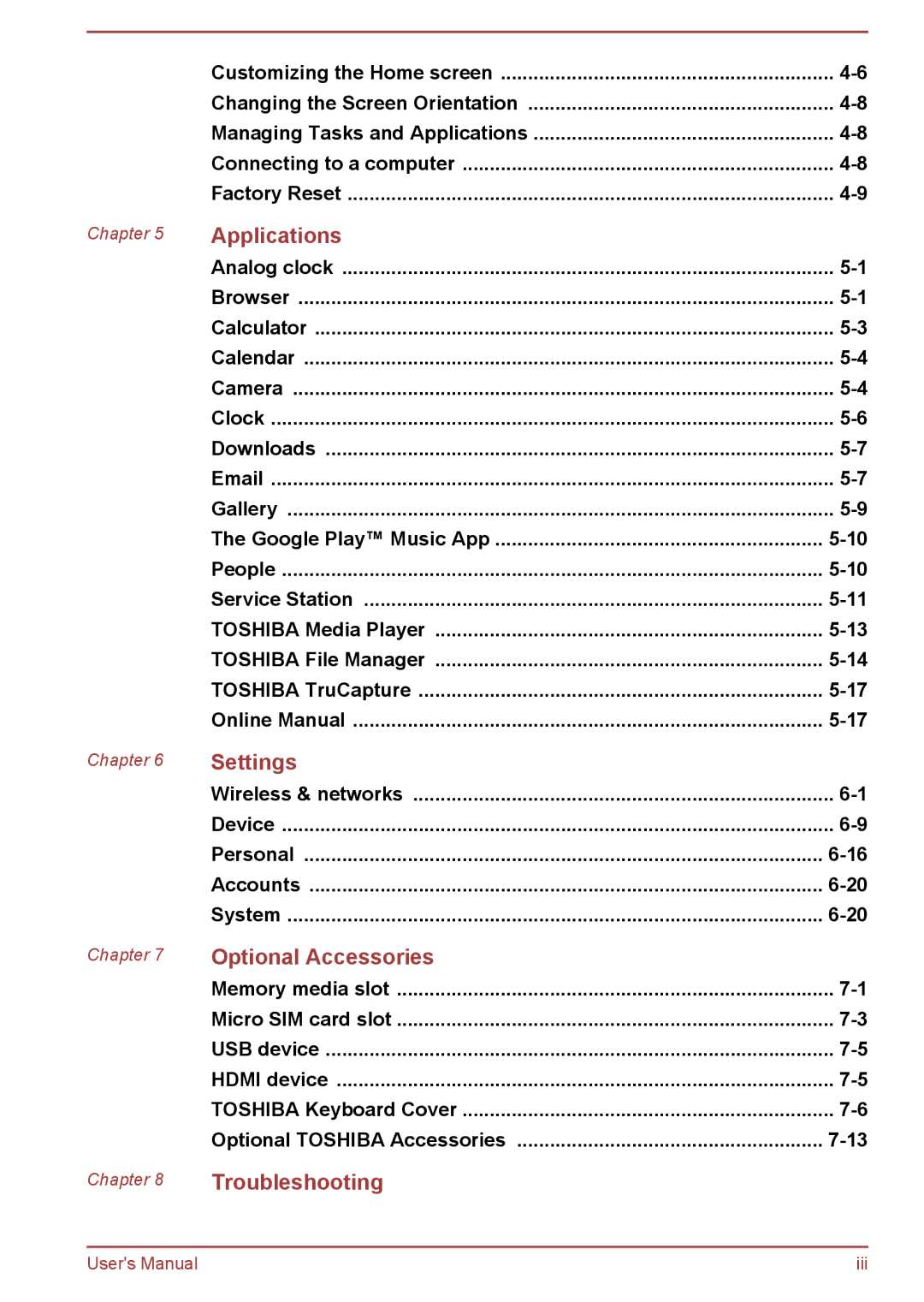 Toshiba AT10-A user manual Applications, Wireless & networks Device Personal Accounts System 