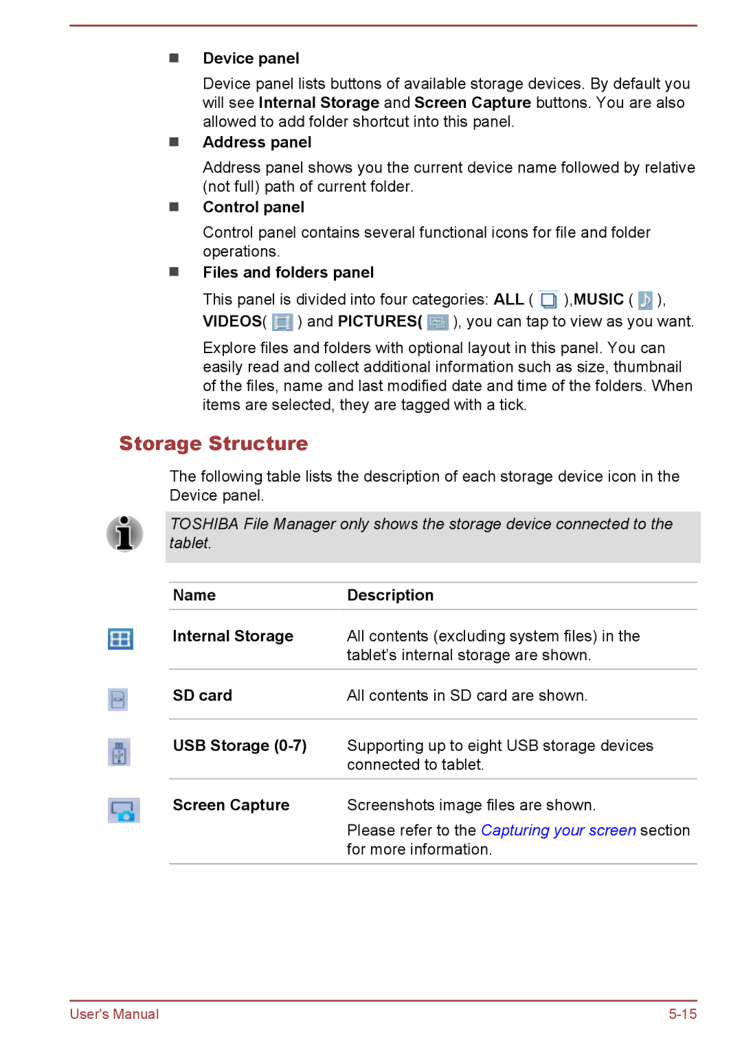 Toshiba AT10-A user manual Storage Structure 