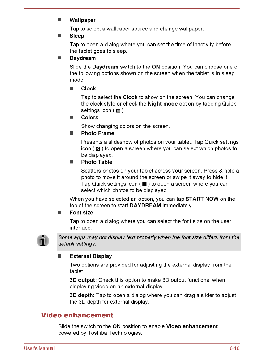 Toshiba AT10-A user manual Video enhancement 