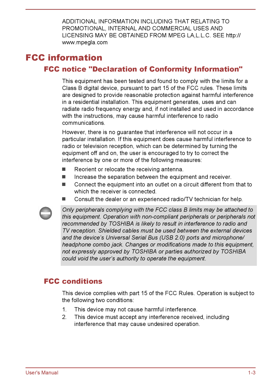 Toshiba AT10-A user manual FCC information, FCC notice Declaration of Conformity Information, FCC conditions 