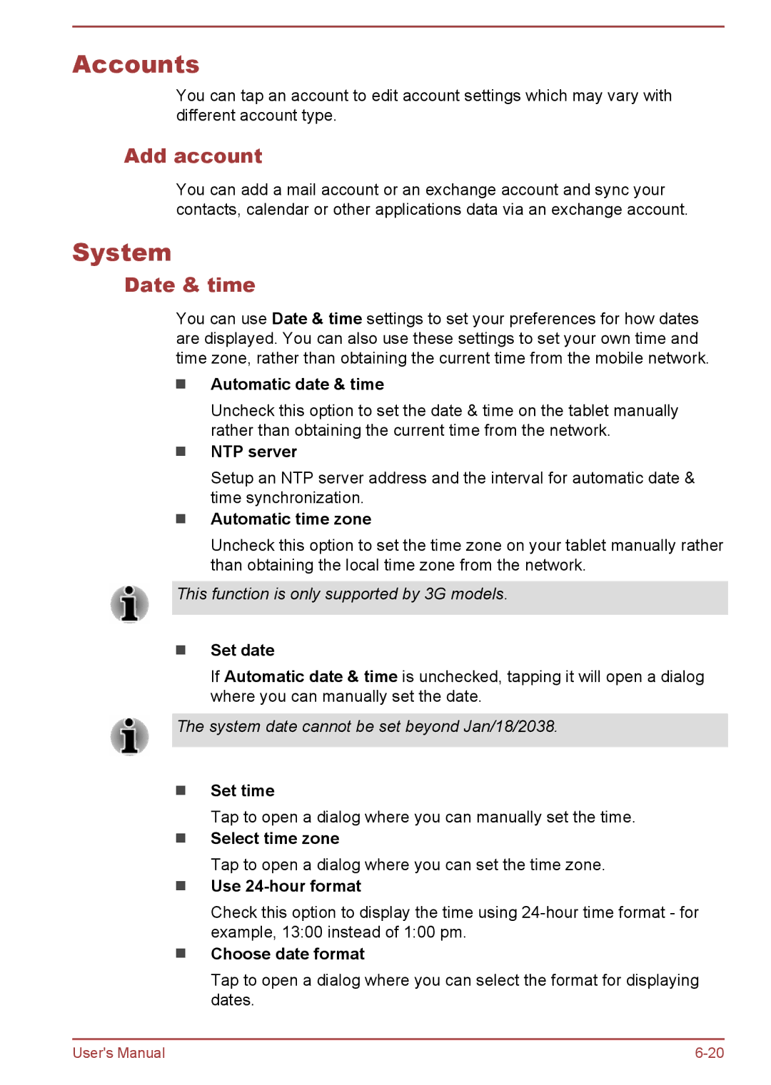 Toshiba AT10-A user manual Accounts, System, Add account, Date & time 