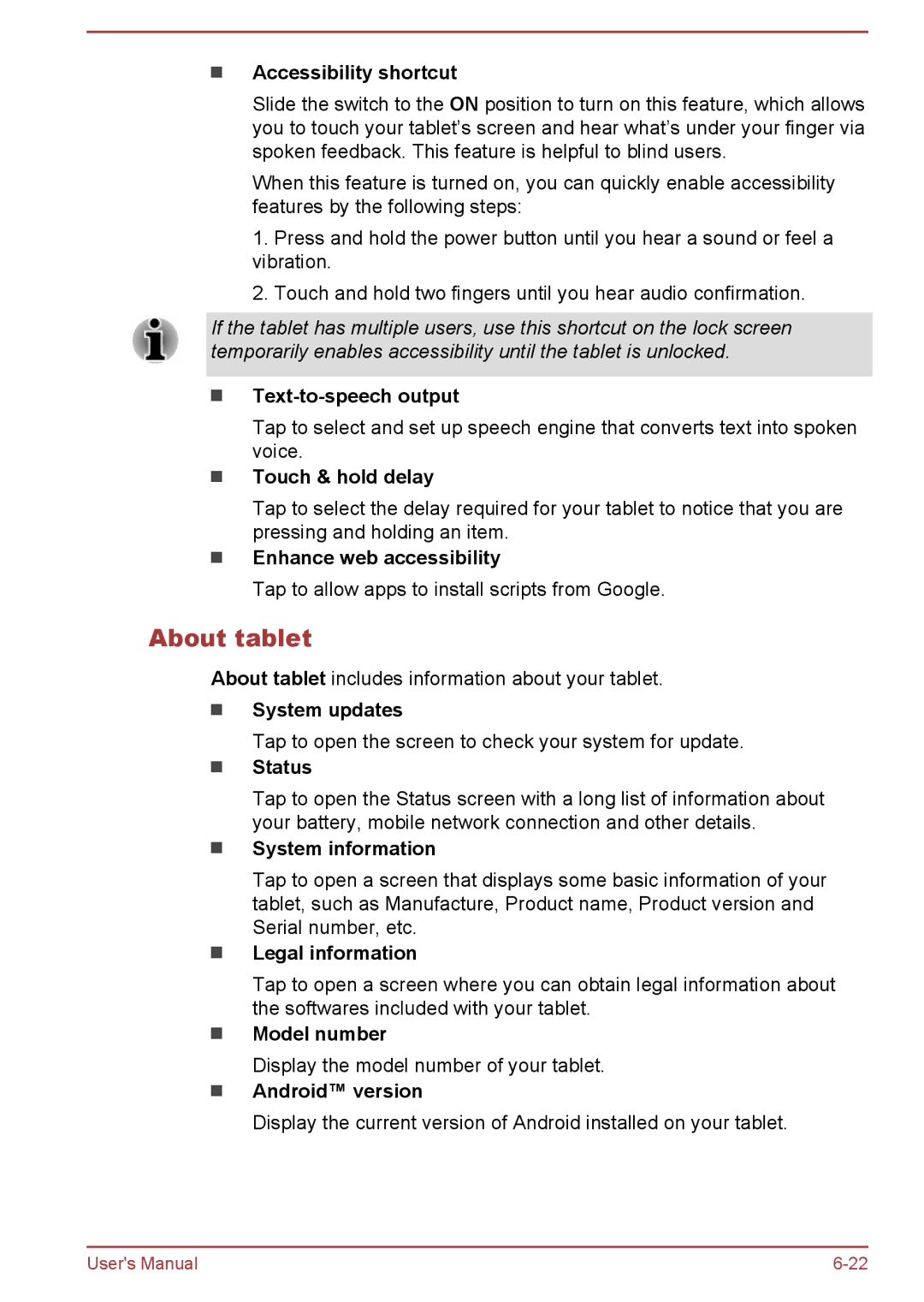 Toshiba AT10-A user manual About tablet 