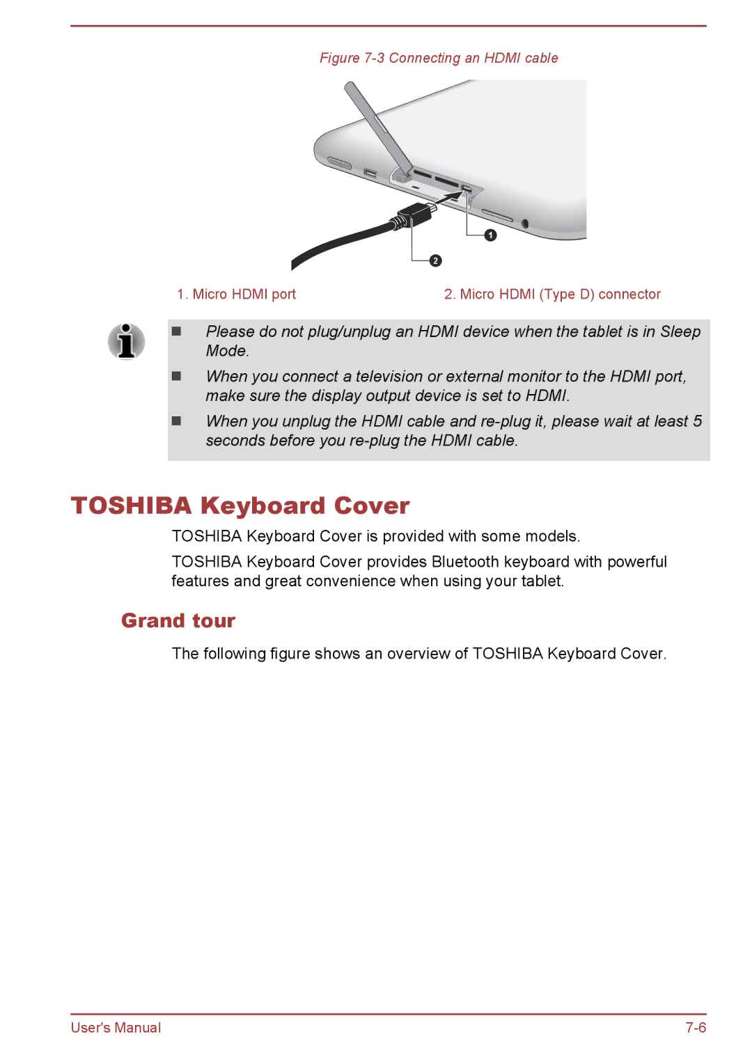 Toshiba AT10-A user manual Toshiba Keyboard Cover, Grand tour 