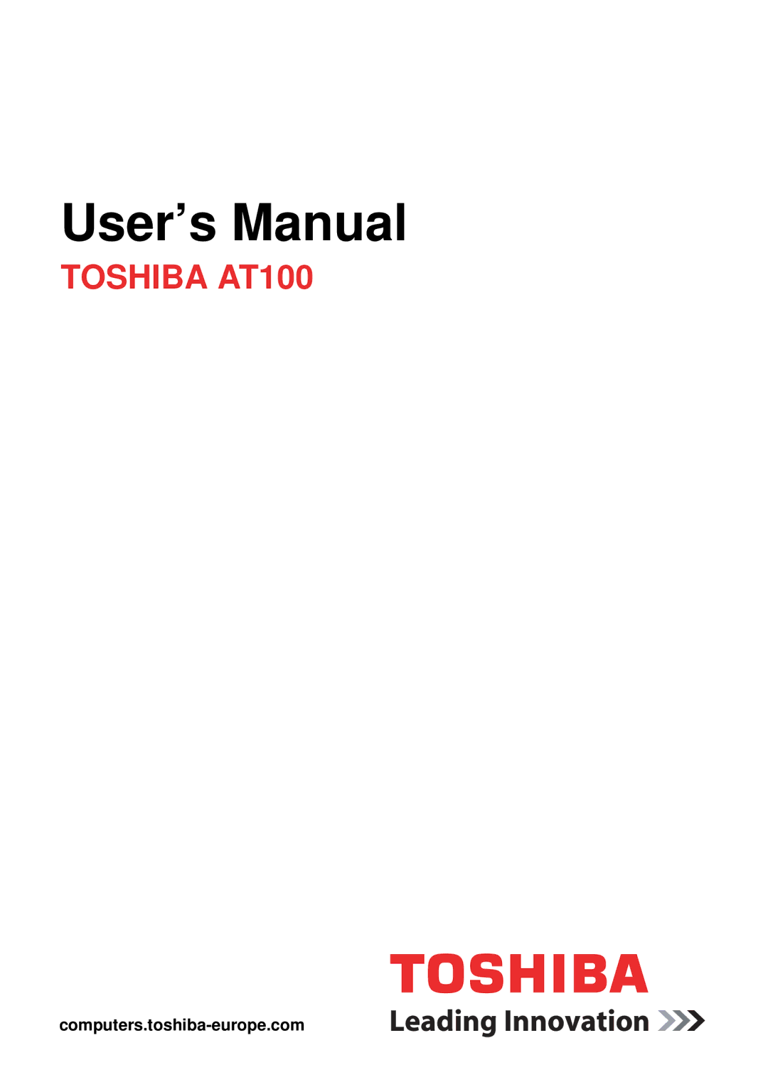 Toshiba AT100 user manual User’s Manual, Computers.toshiba-europe.com 