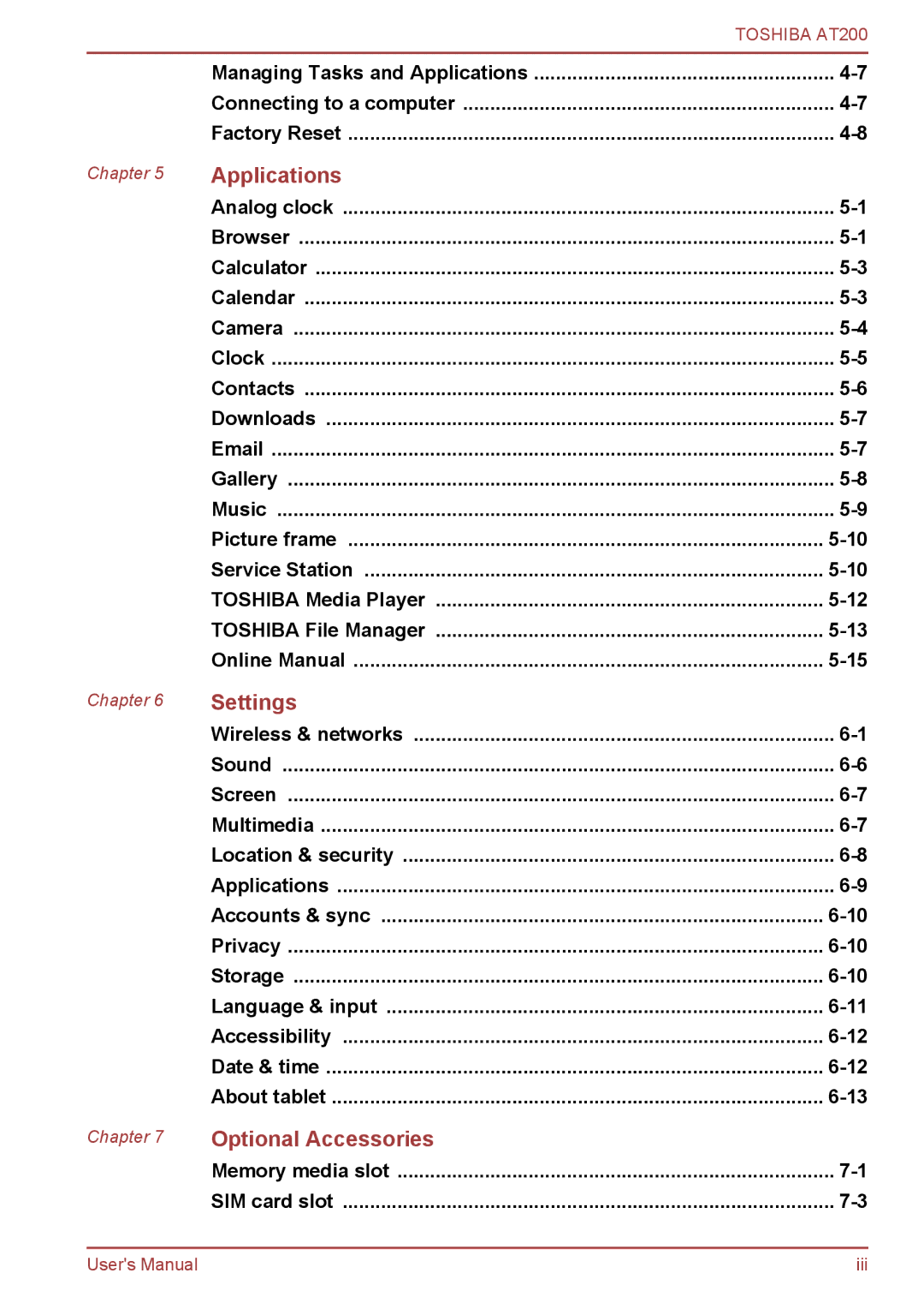 Toshiba AT200 user manual Managing Tasks and Applications 