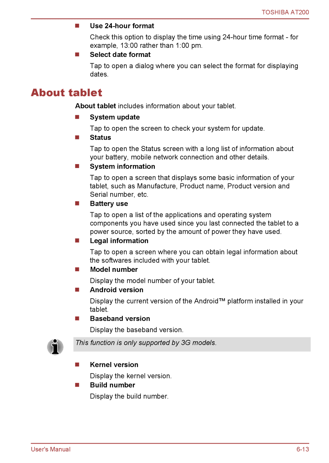 Toshiba AT200 user manual About tablet 