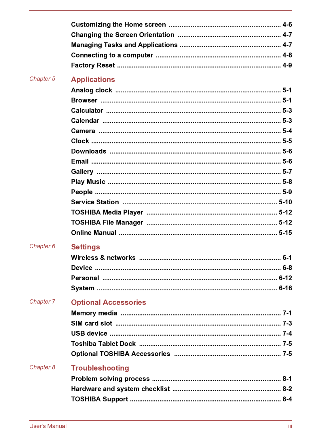 Toshiba AT270 user manual Applications, Wireless & networks Device Personal System 