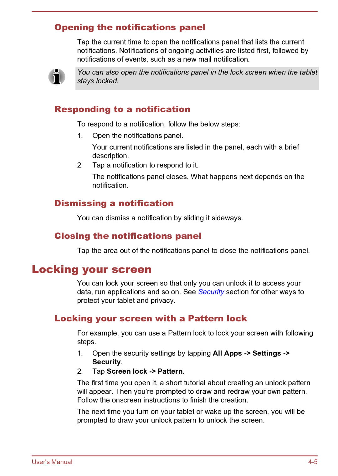 Toshiba AT270 user manual Locking your screen 