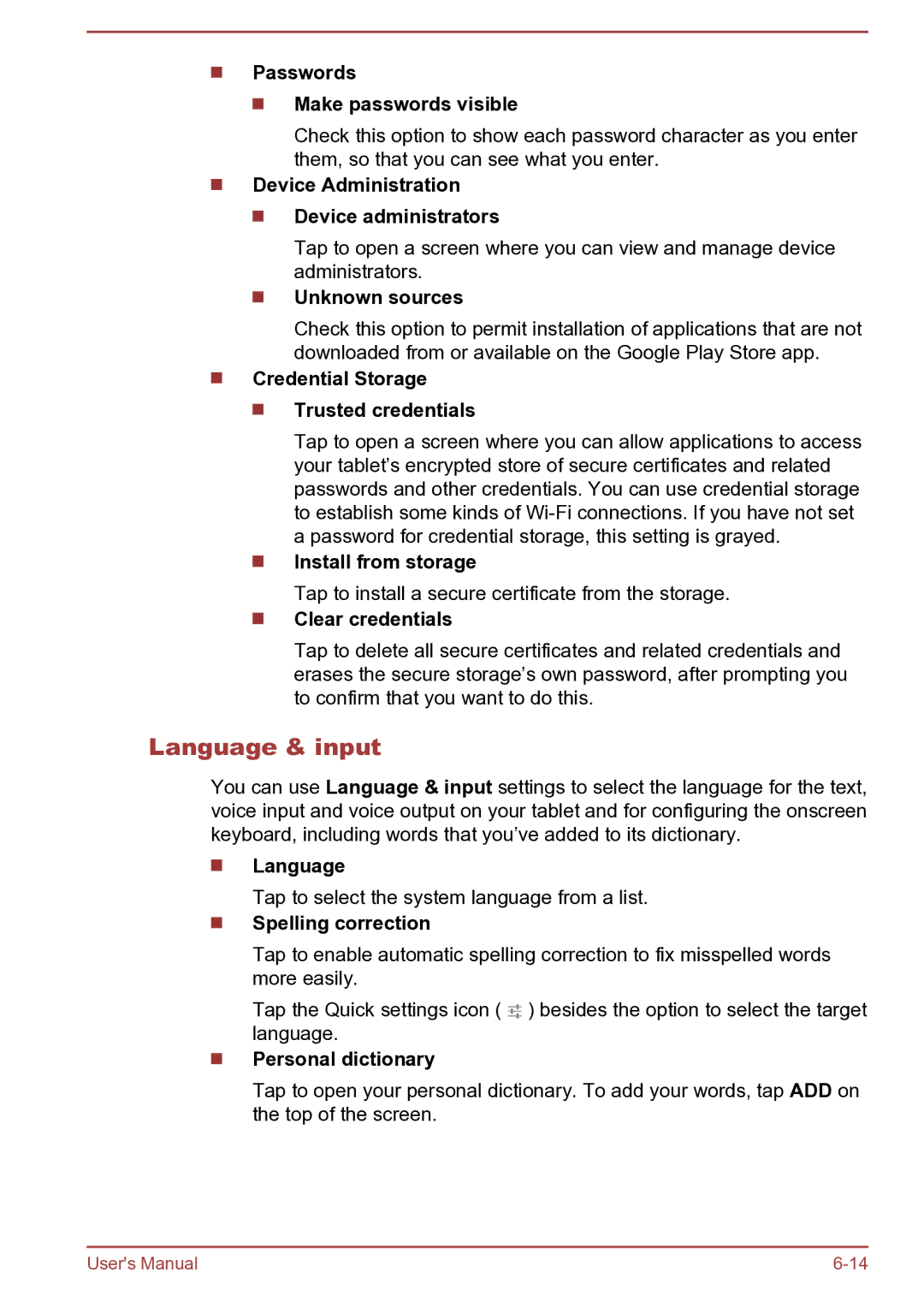 Toshiba AT270 user manual Language & input 