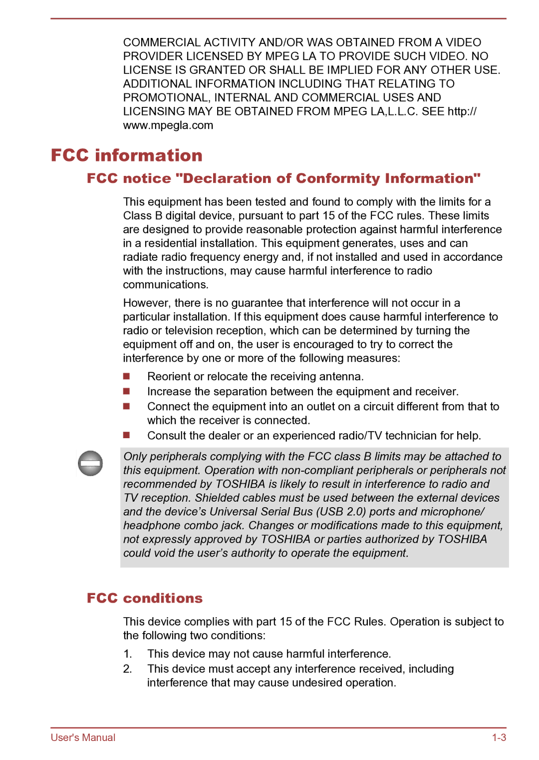 Toshiba AT270 user manual FCC information, FCC notice Declaration of Conformity Information, FCC conditions 