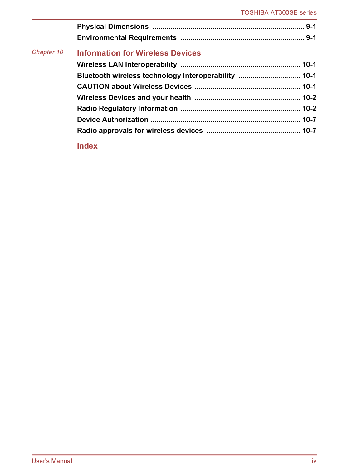 Toshiba AT300SE user manual 10-1, 10-2, 10-7 