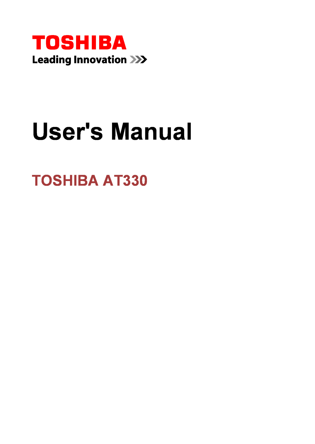 Toshiba at330 user manual TOSHIBA AT330, Users Manual 