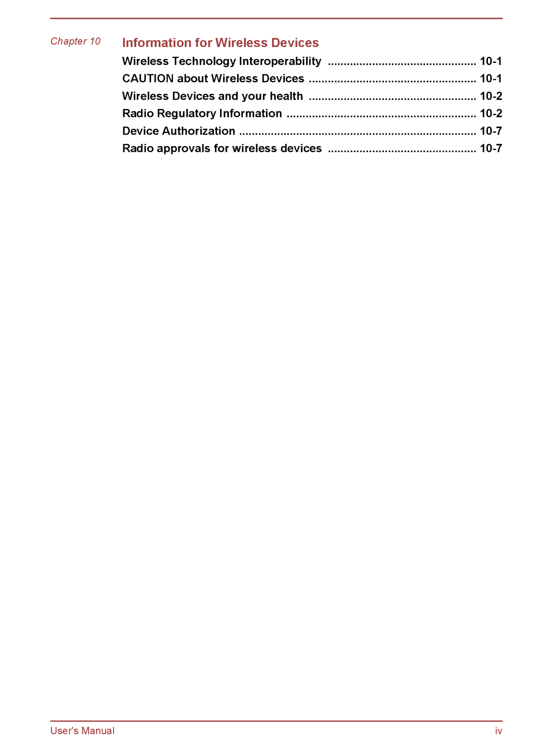 Toshiba AT7-C user manual Information for Wireless Devices 