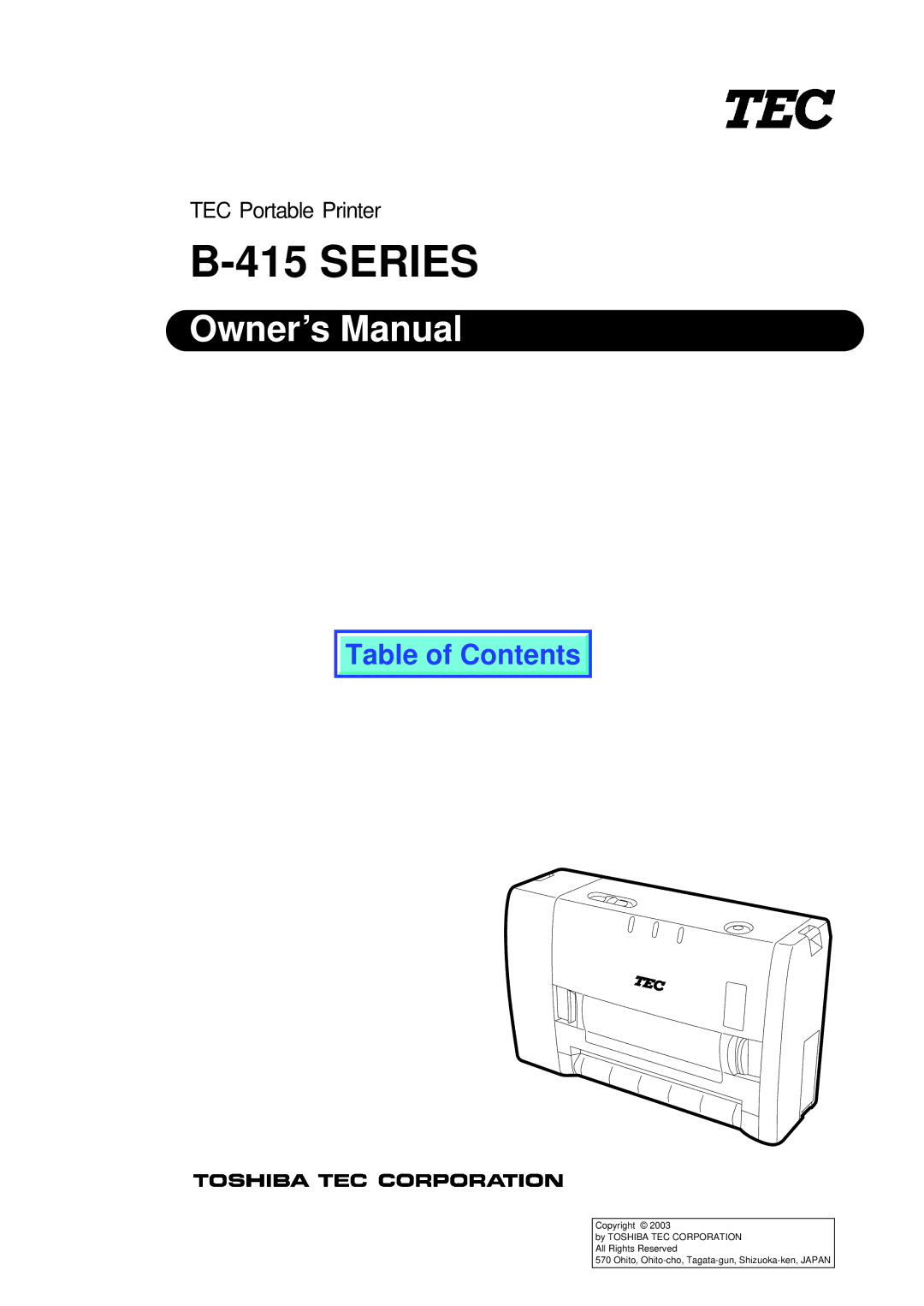 Toshiba B-415 owner manual Series 