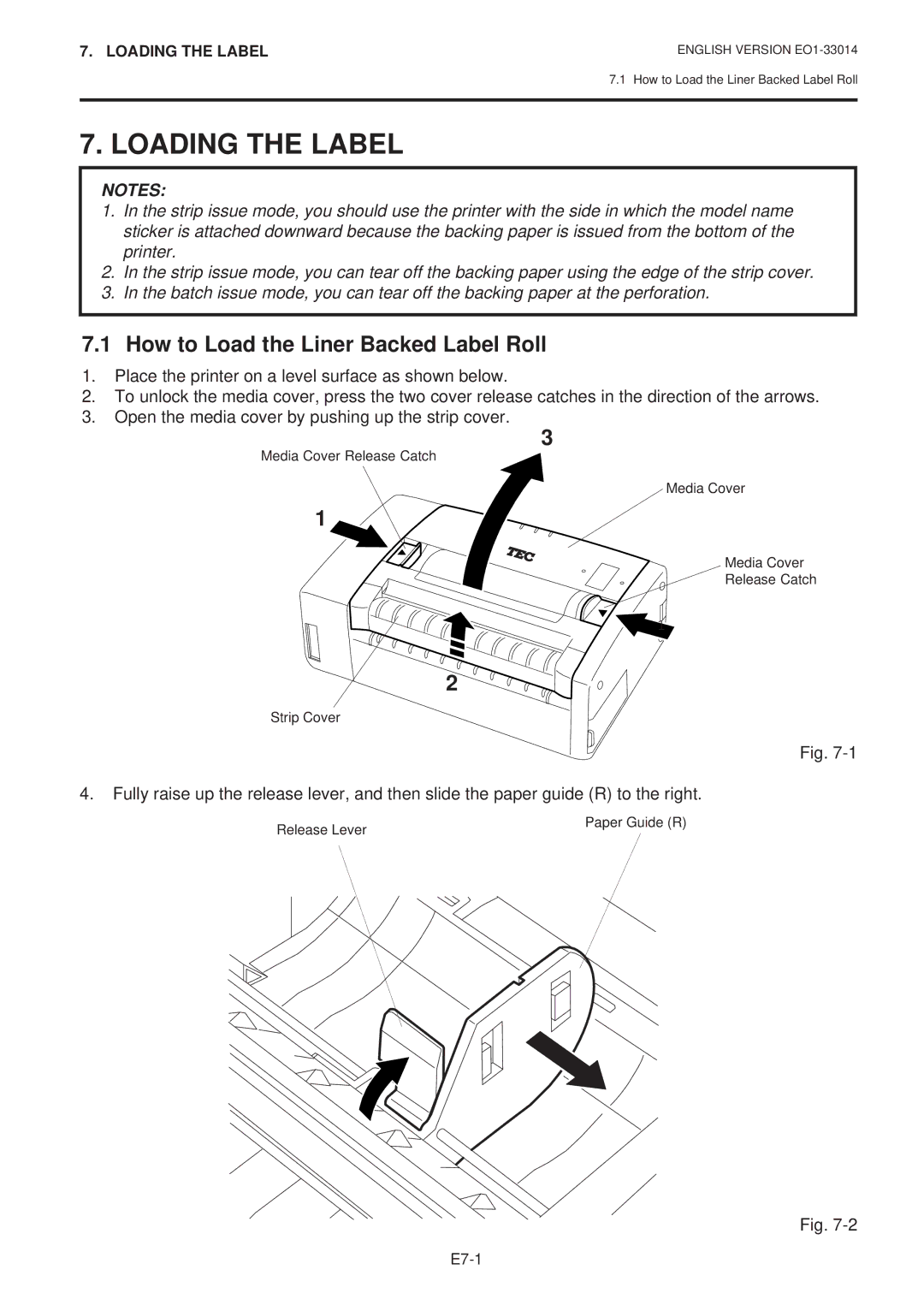 Toshiba B-415 owner manual Loading the Label, How to Load the Liner Backed Label Roll 