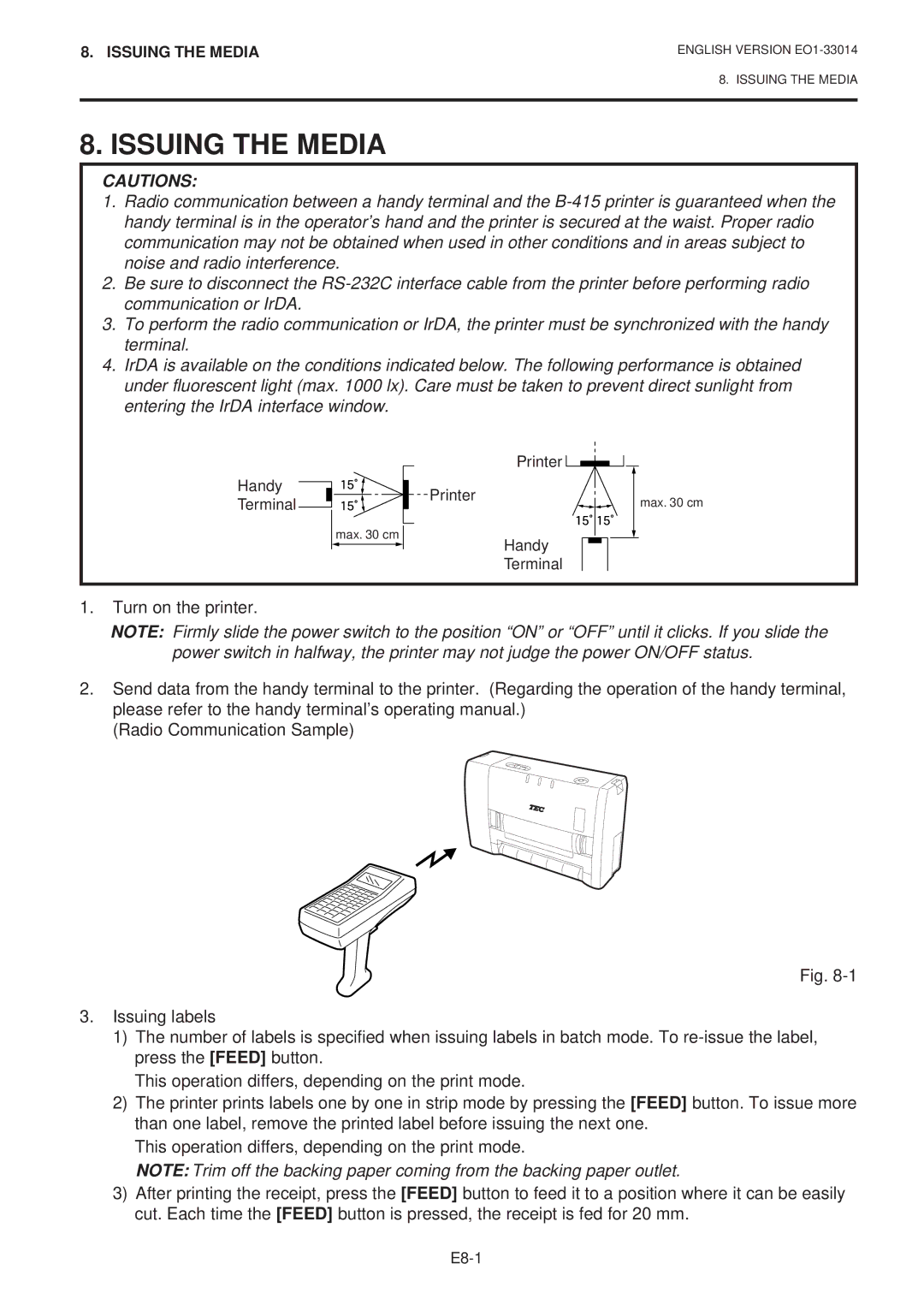 Toshiba B-415 owner manual Issuing the Media 