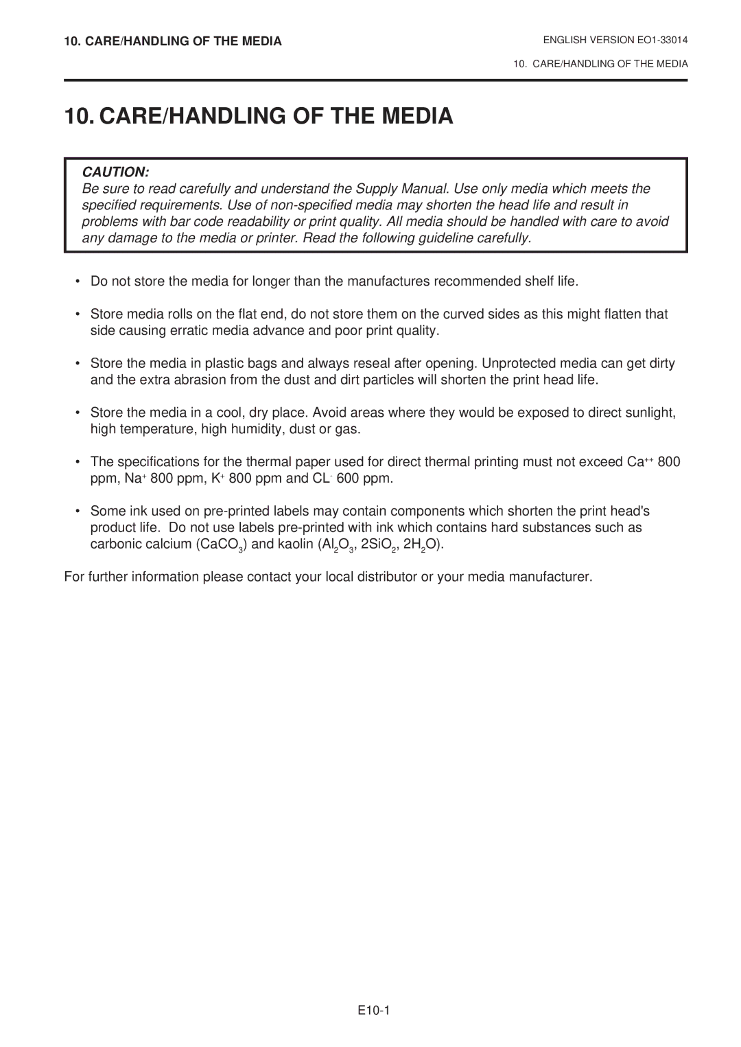 Toshiba B-415 owner manual CARE/HANDLING of the Media 