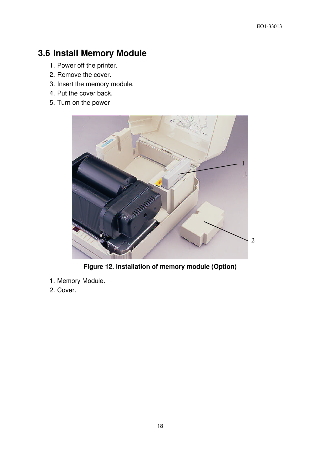 Toshiba B-443 owner manual Install Memory Module, Installation of memory module Option 