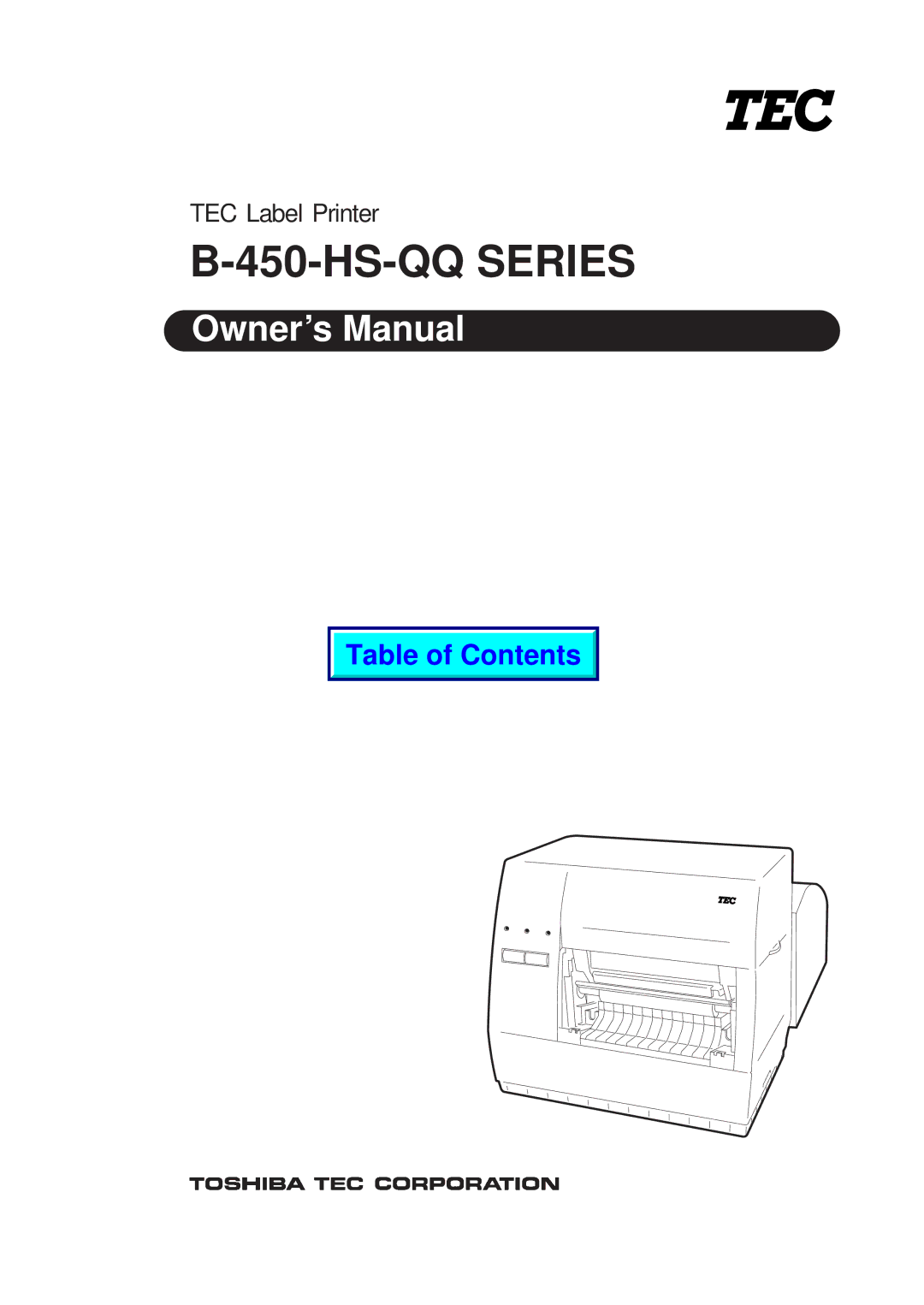 Toshiba B-450-HS-QQ owner manual HS-QQ Series 