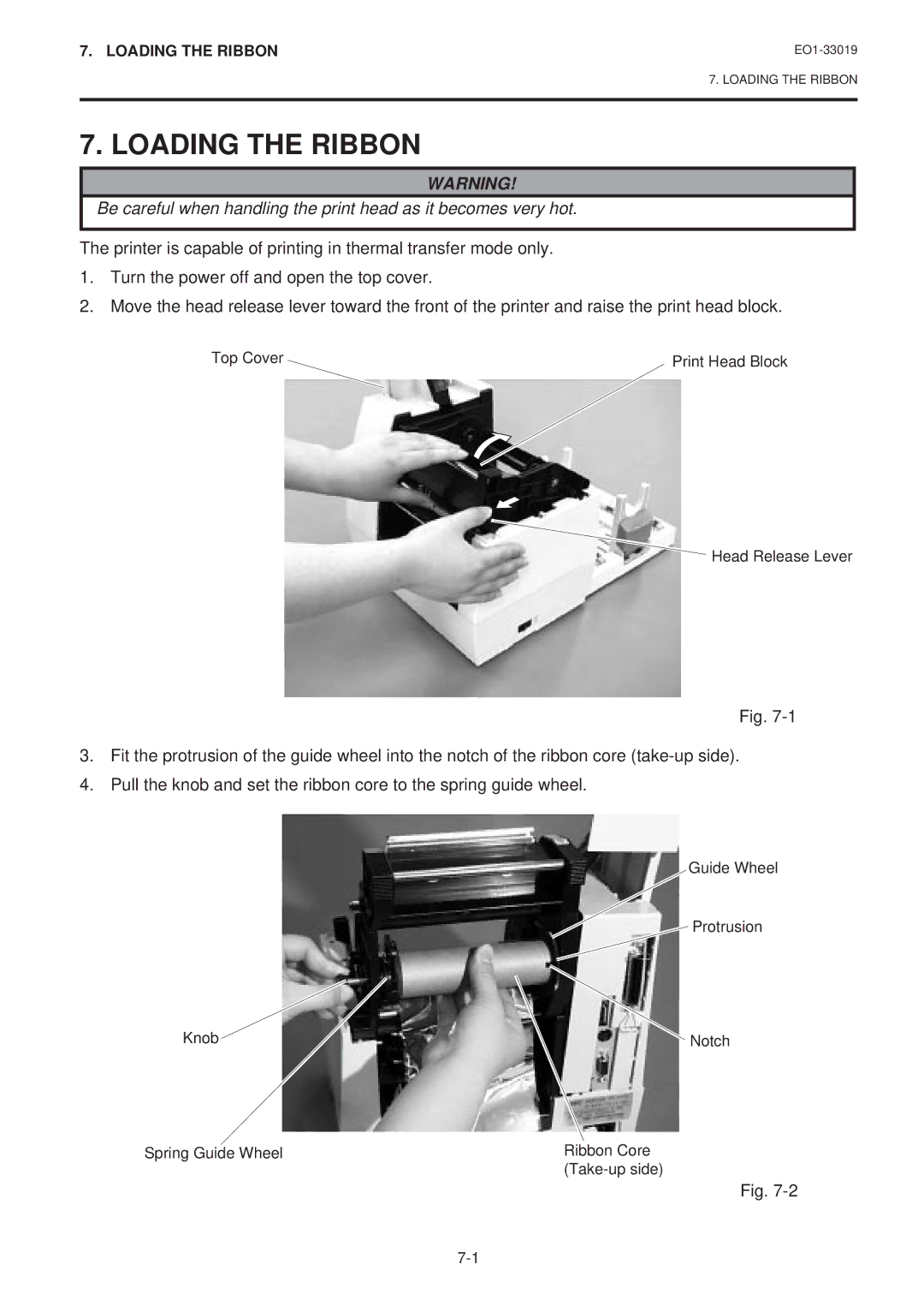 Toshiba B-450-HS-QQ owner manual Loading the Ribbon 