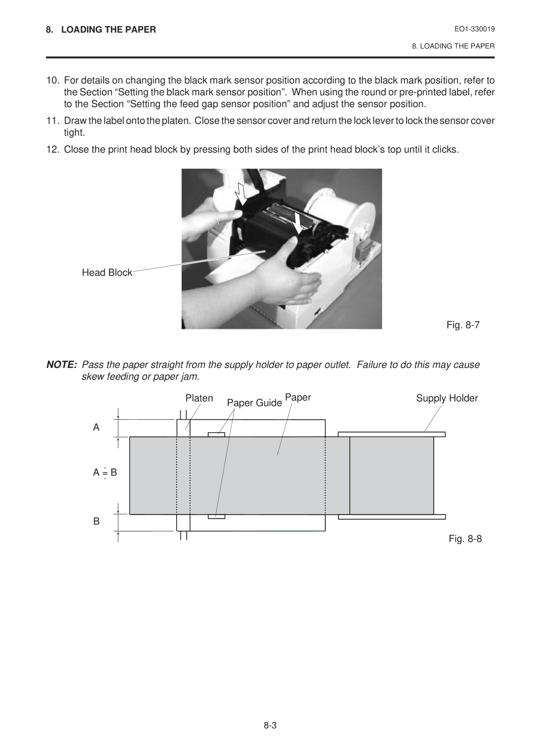 Toshiba B-450-HS-QQ owner manual Loading the Paper 