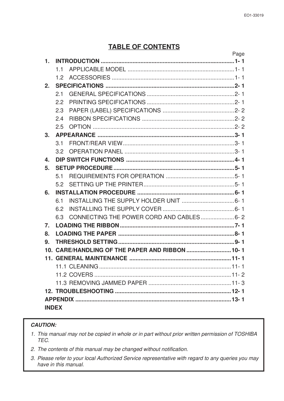 Toshiba B-450-HS-QQ owner manual Table of Contents 