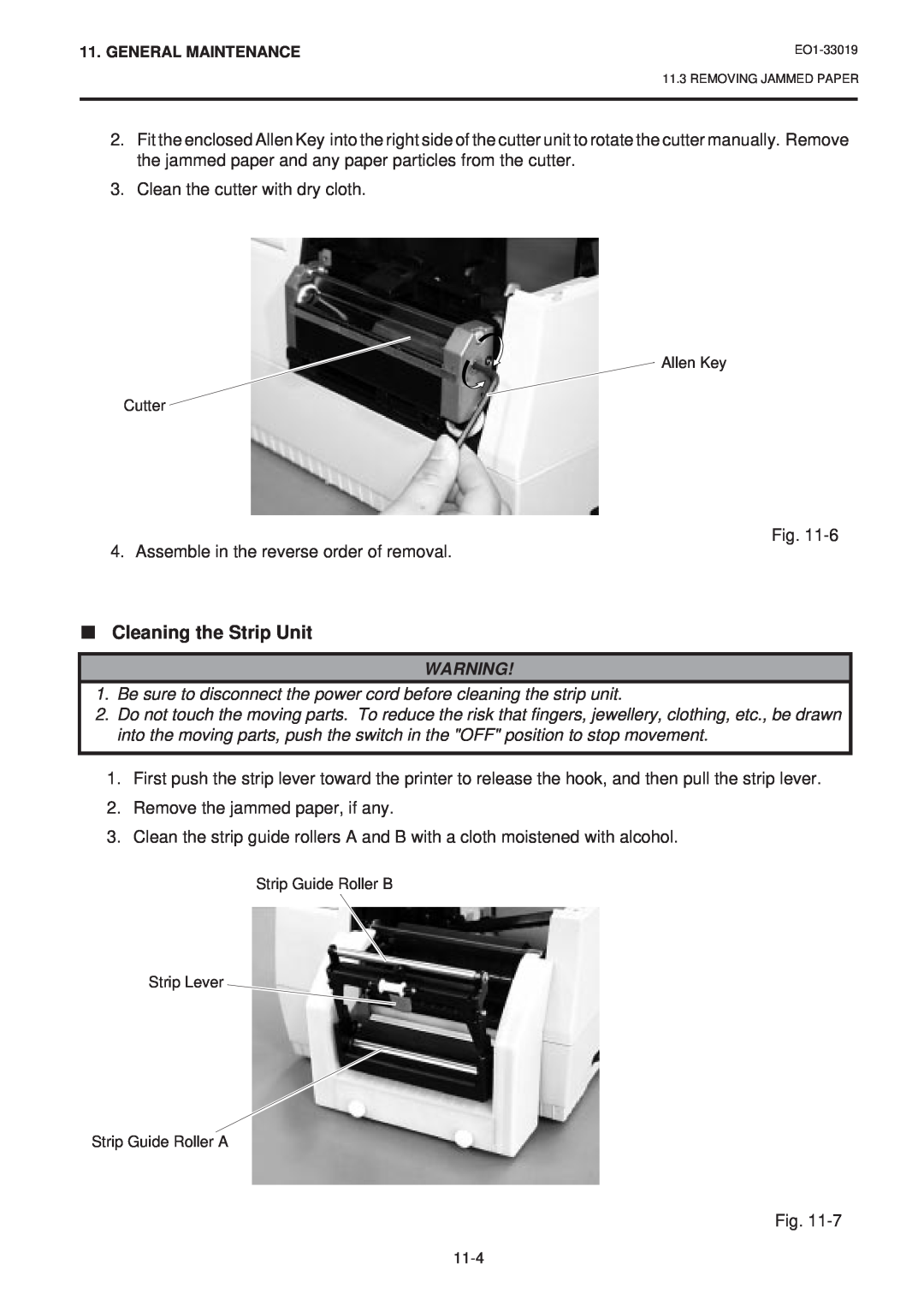 Toshiba B-450-HS-QQ owner manual Cleaning the Strip Unit 