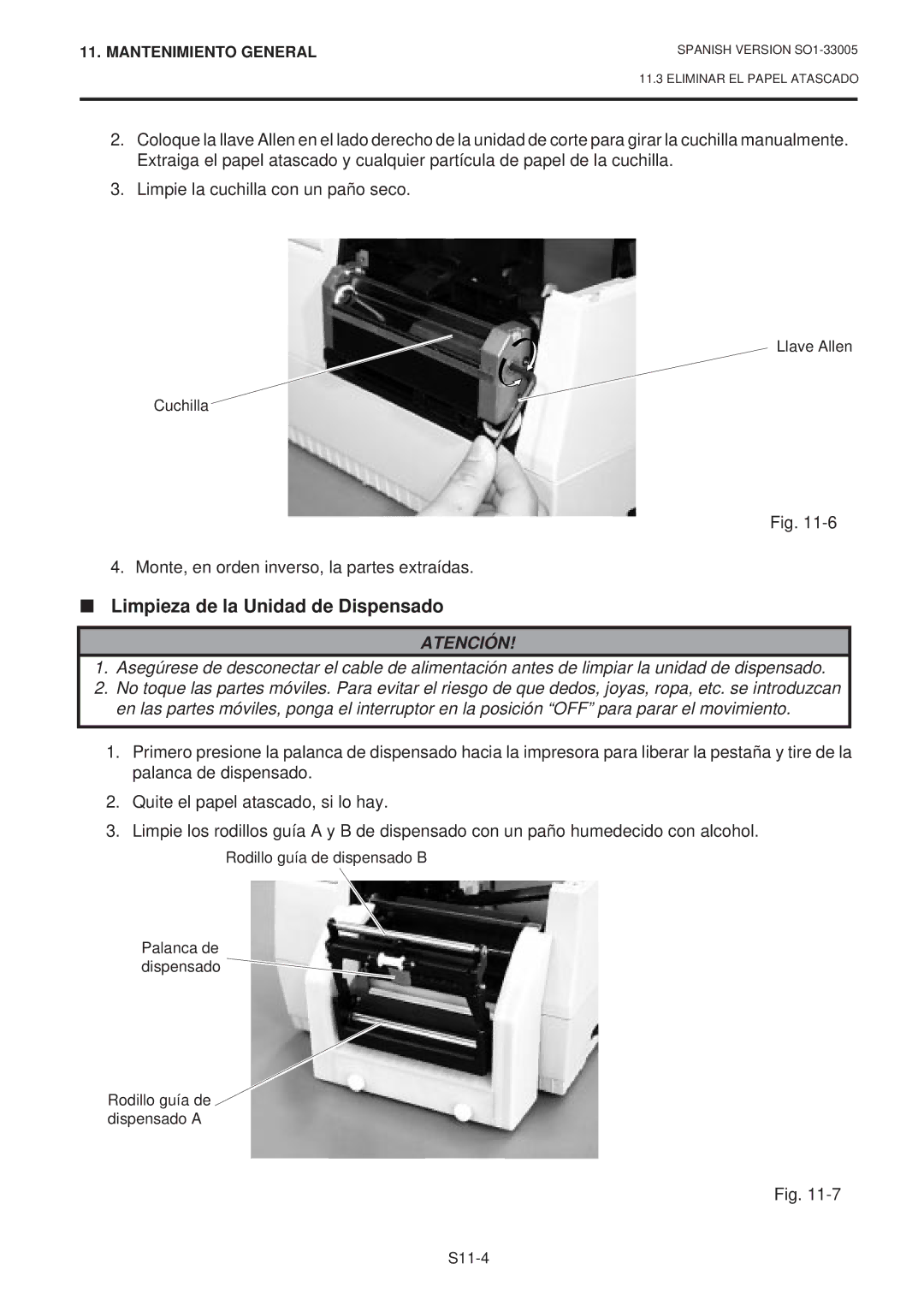 Toshiba B-450-QP SERIES owner manual Limpieza de la Unidad de Dispensado, Monte, en orden inverso, la partes extraídas 