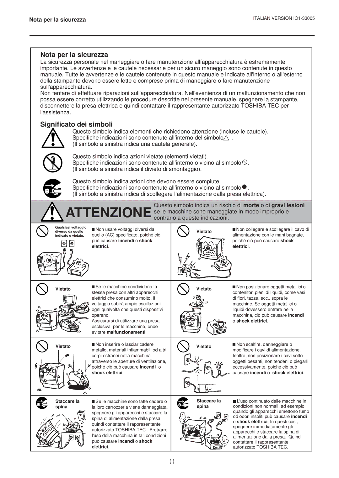 Toshiba B-450-QP SERIES owner manual Nota per la sicurezza, Significato dei simboli 