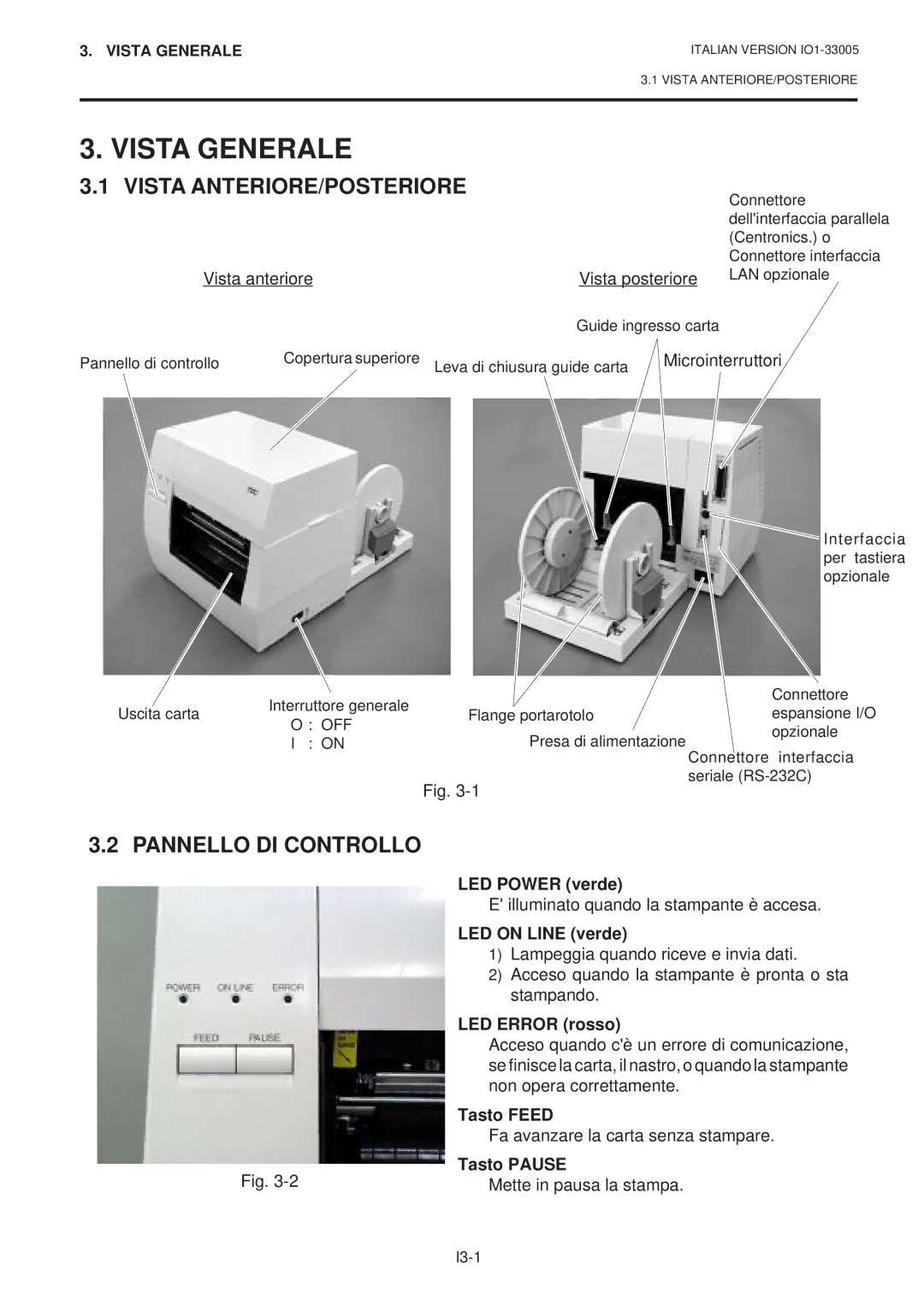 Toshiba B-450-QP SERIES owner manual Vista Generale, Vista ANTERIORE/POSTERIORE, Pannello DI Controllo 