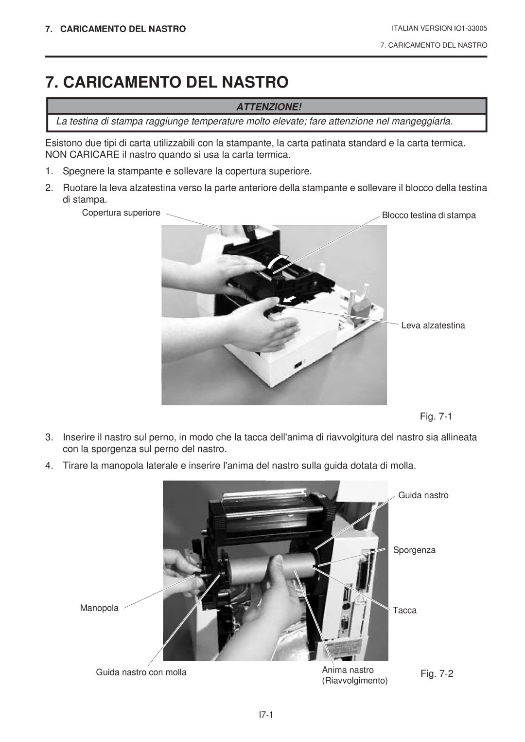 Toshiba B-450-QP SERIES owner manual Caricamento DEL Nastro 