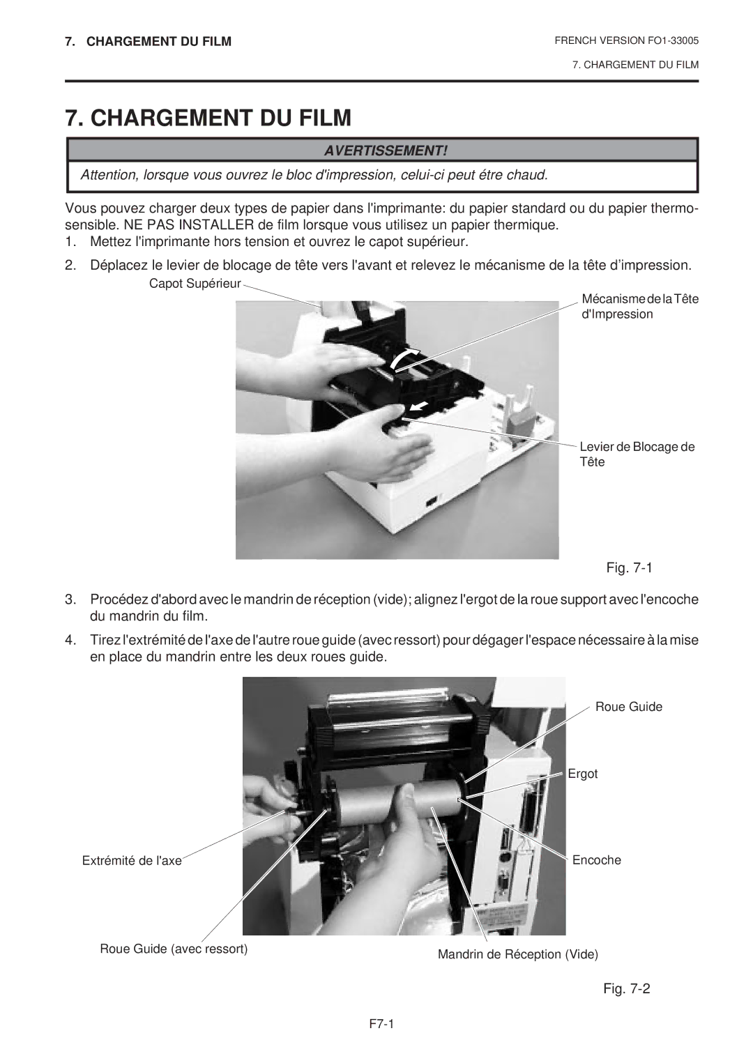 Toshiba B-450-QP SERIES owner manual Chargement DU Film, Avertissement 