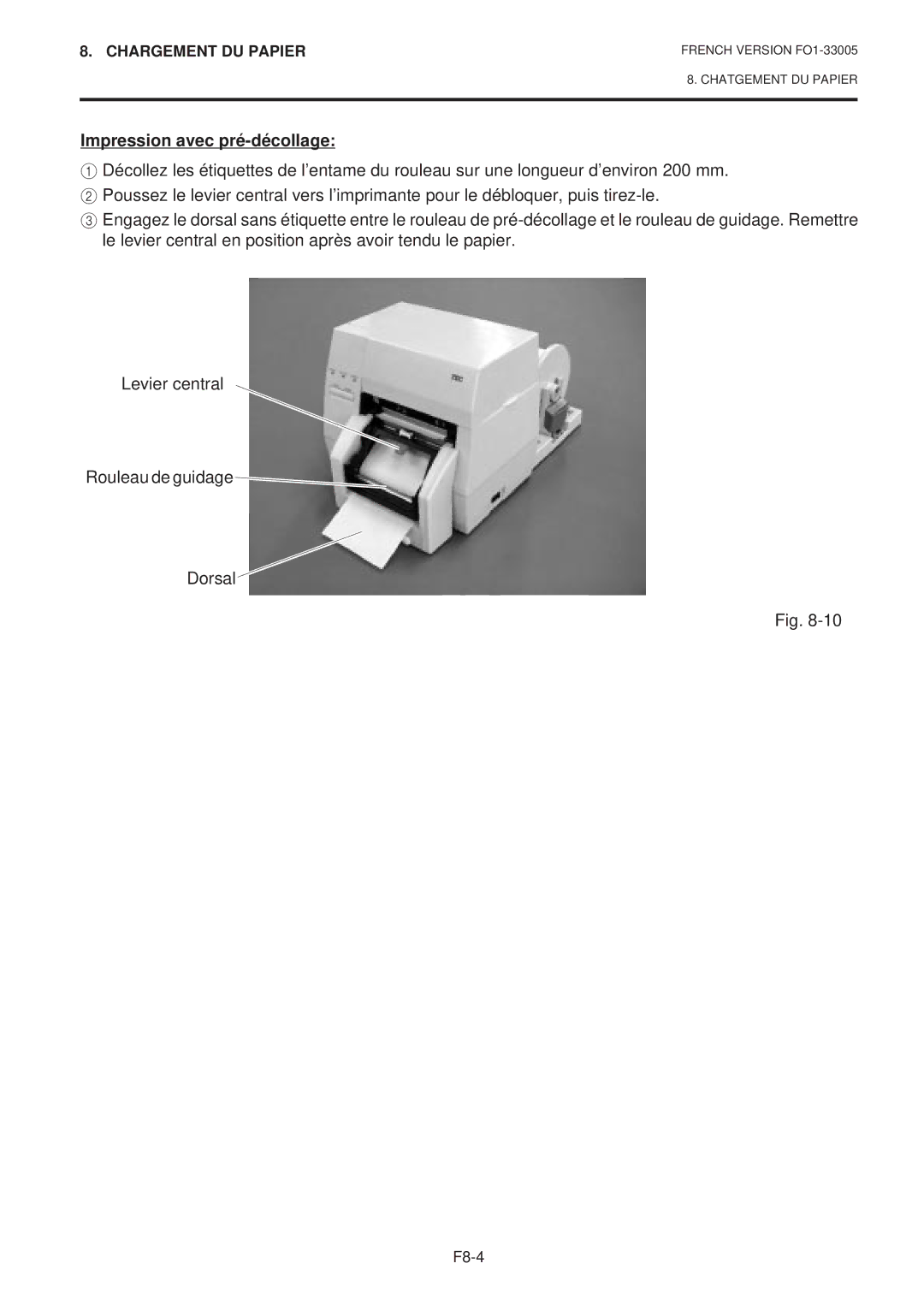 Toshiba B-450-QP SERIES owner manual Impression avec pré-décollage 