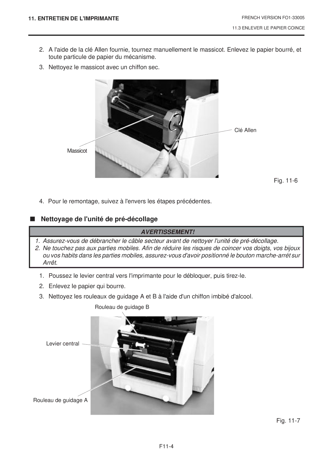 Toshiba B-450-QP SERIES Nettoyage de lunité de pré-décollage, Pour le remontage, suivez à lenvers les étapes précédentes 