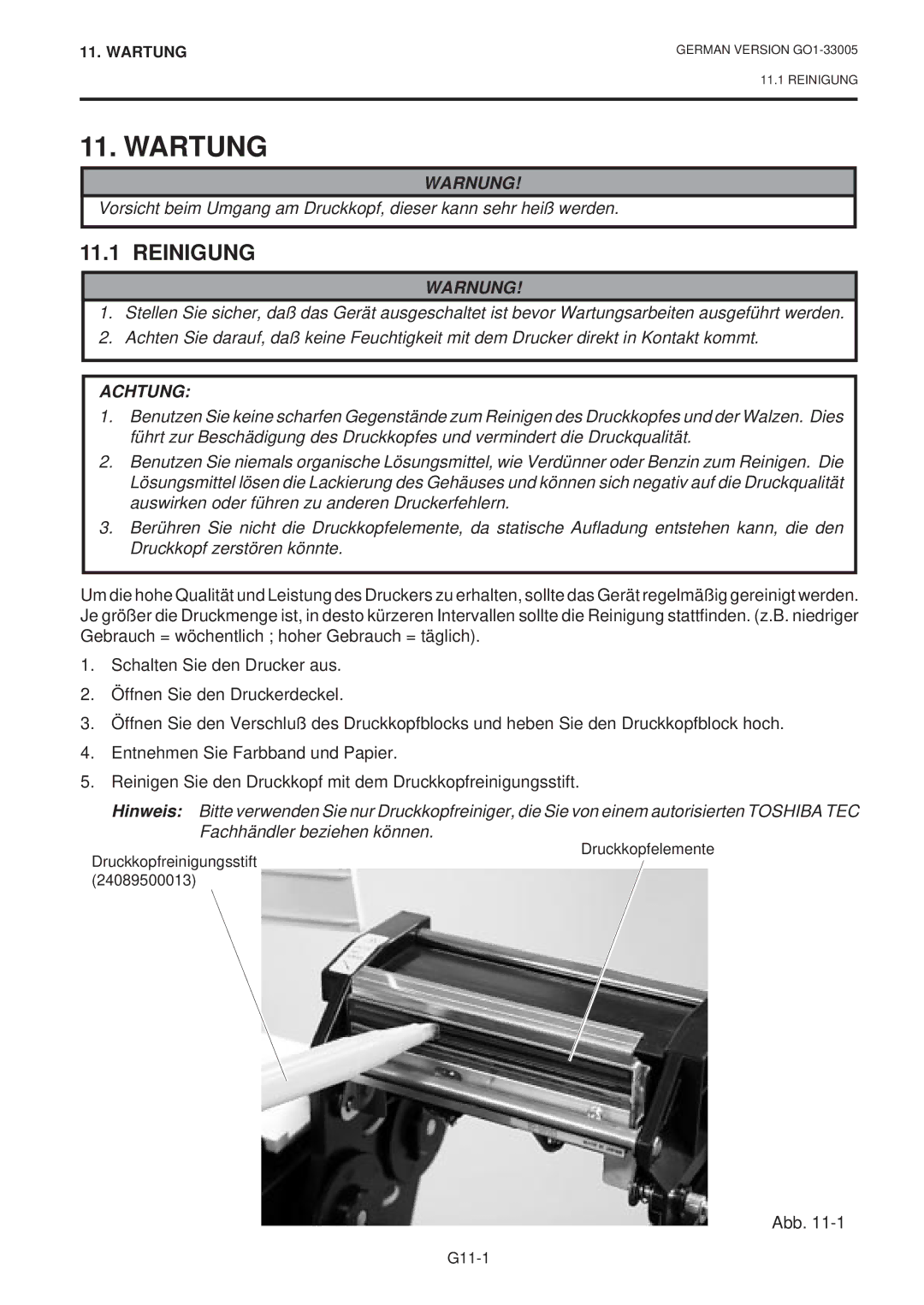 Toshiba B-450-QP SERIES owner manual Wartung, Reinigung 