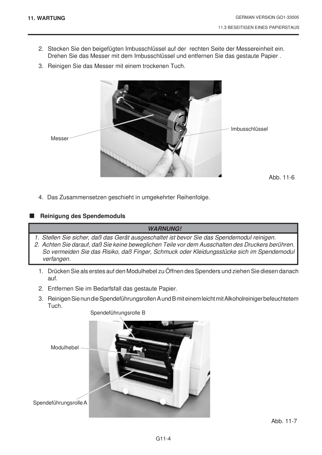 Toshiba B-450-QP SERIES Abb Das Zusammensetzen geschieht in umgekehrter Reihenfolge, Reinigung des Spendemoduls 