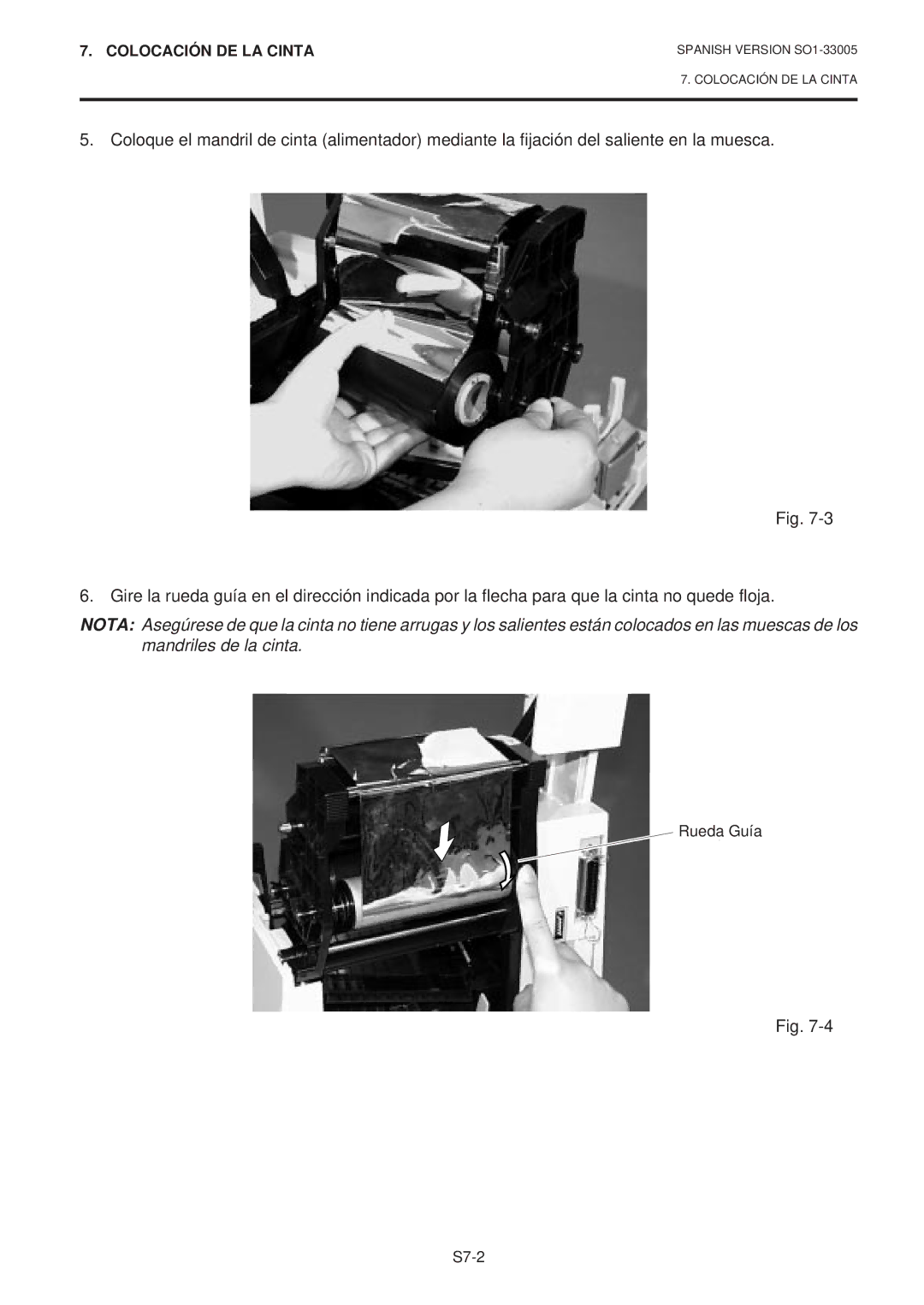 Toshiba B-450-QP SERIES owner manual Rueda Guía S7-2 