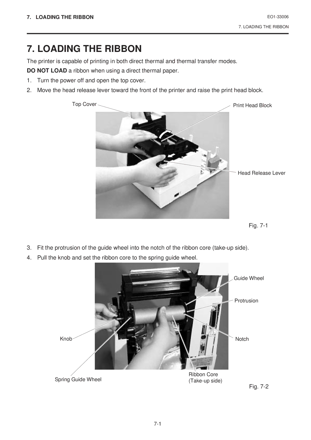 Toshiba B-450-QQ Series owner manual Loading the Ribbon 