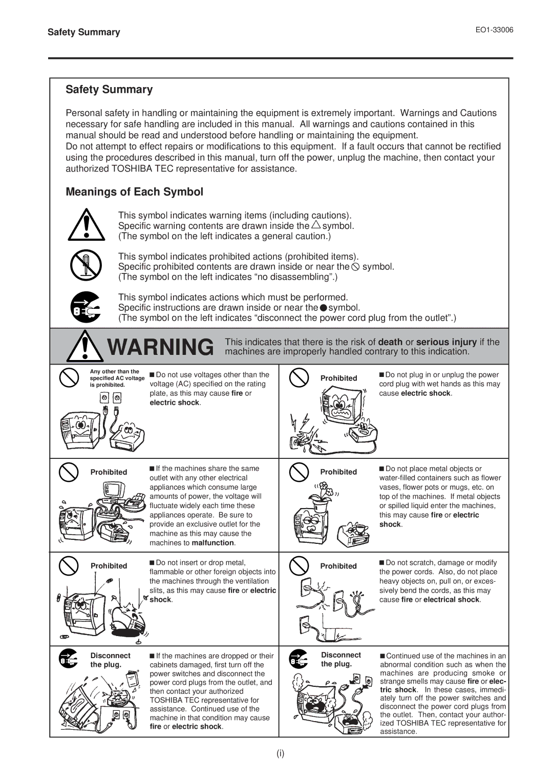 Toshiba B-450-QQ Series owner manual Safety Summary 