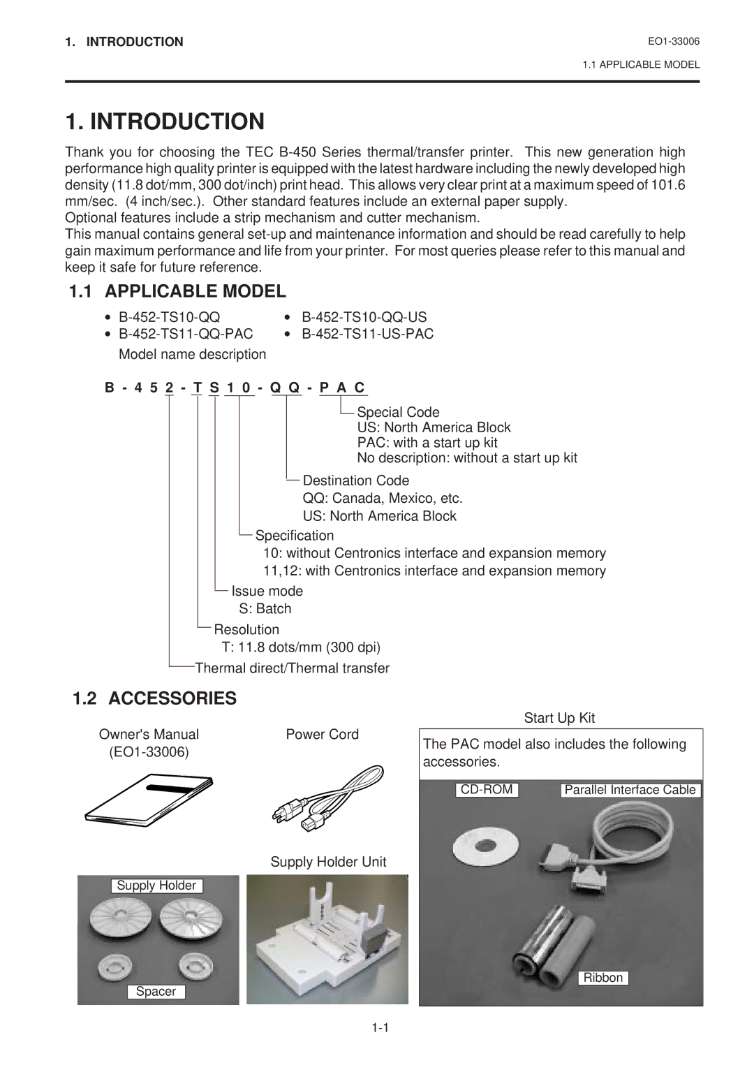 Toshiba B-450-QQ Series owner manual Introduction, Applicable Model, Accessories, 5 2 T S 1 0 Q Q P a C 