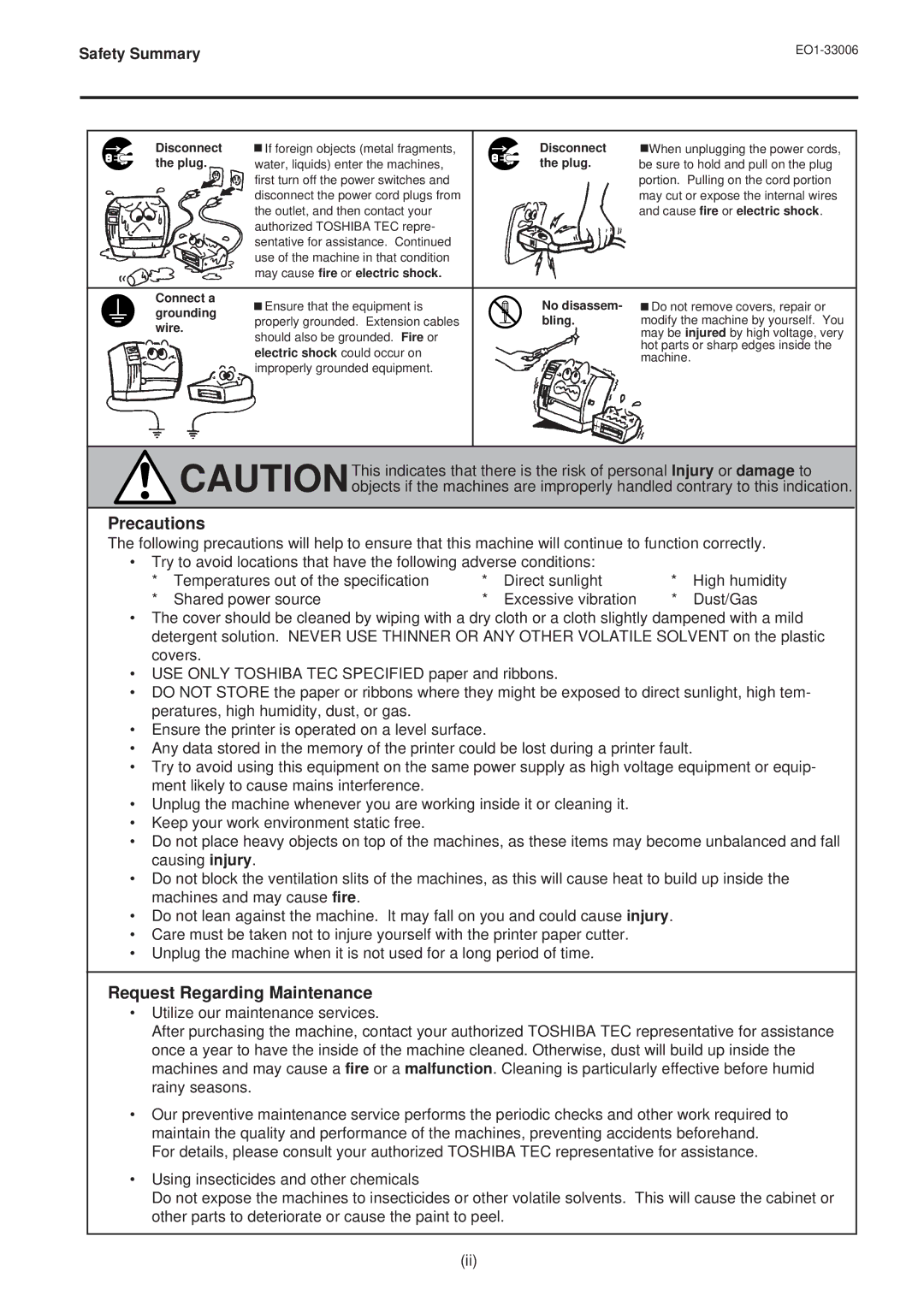 Toshiba B-450-QQ owner manual Precautions, Request Regarding Maintenance 