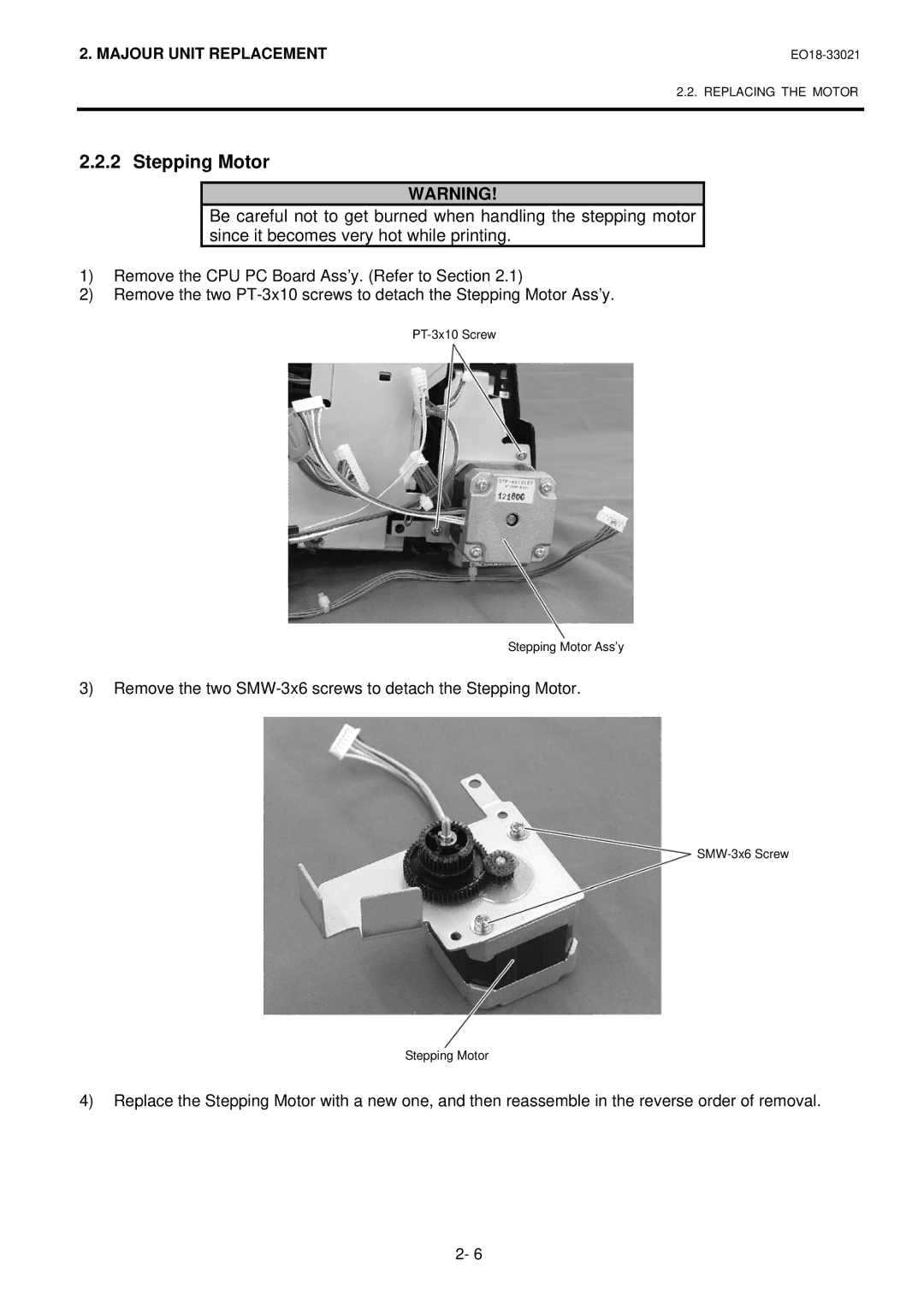 Toshiba B-450-R manual Stepping Motor 