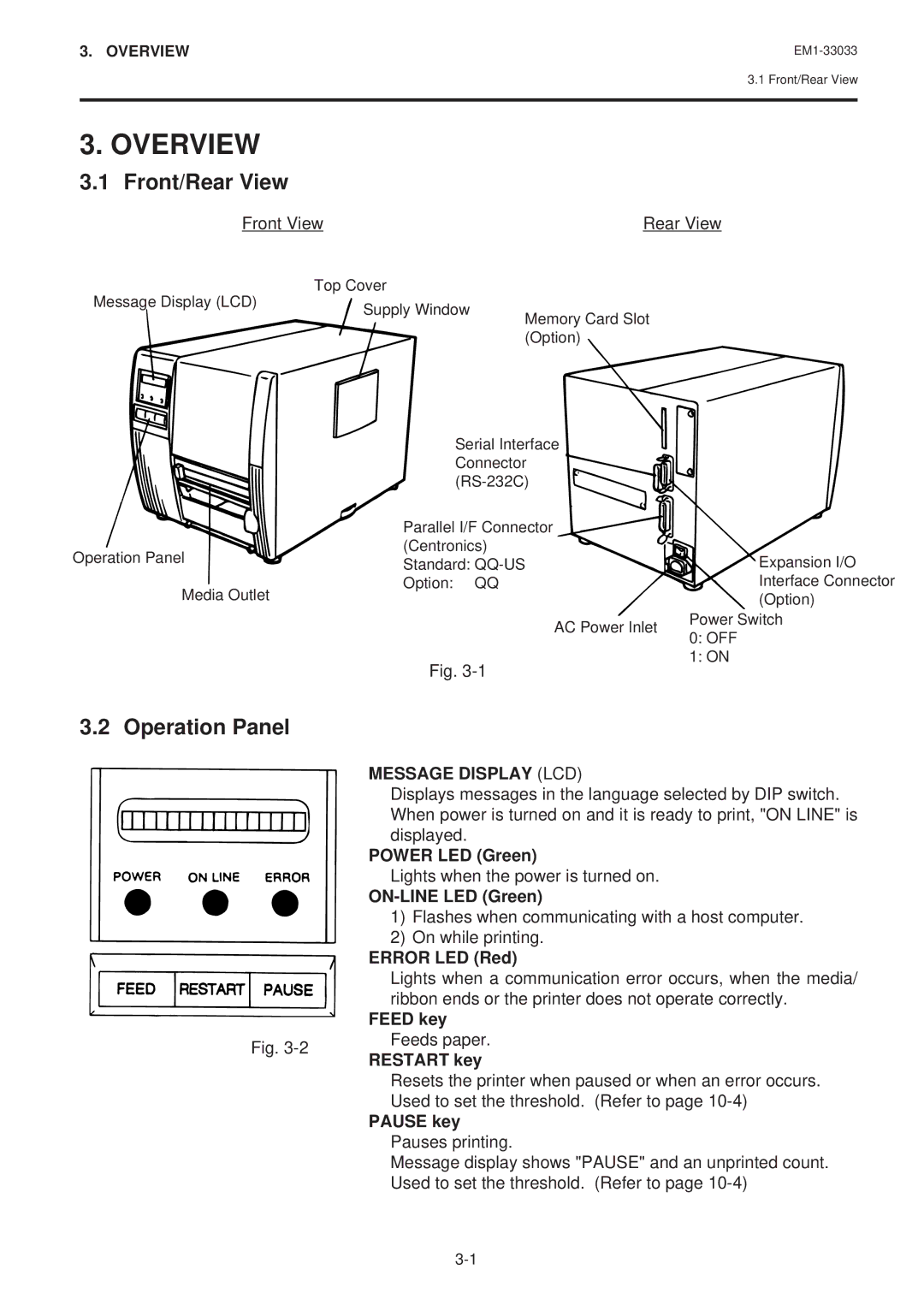 Toshiba B-470-QQ Series owner manual Overview, Front/Rear View, Operation Panel 