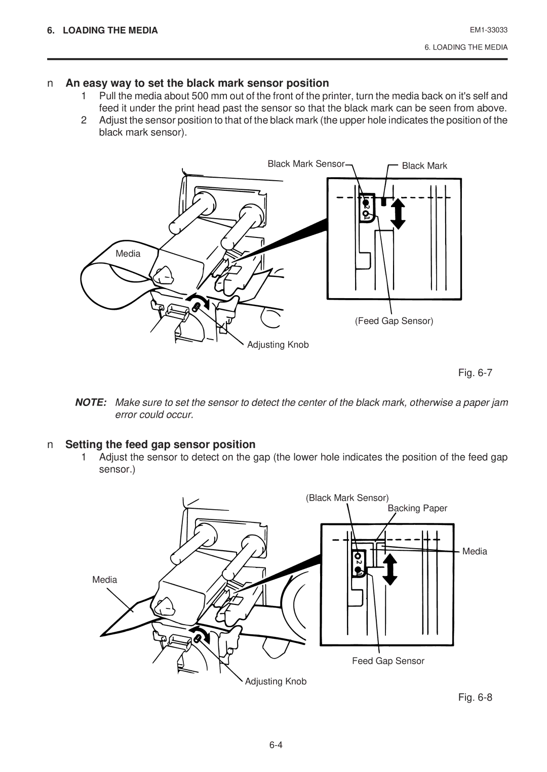 Toshiba B-470-QQ Series owner manual An easy way to set the black mark sensor position 