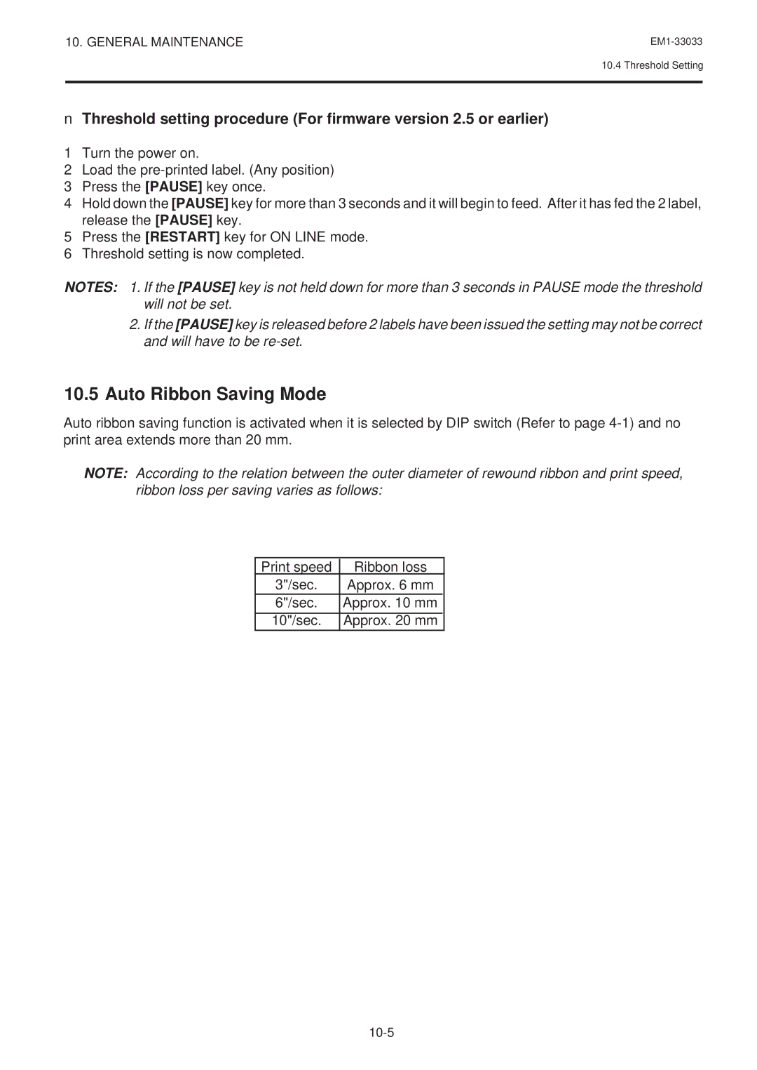 Toshiba B-470-QQ Series owner manual Auto Ribbon Saving Mode 