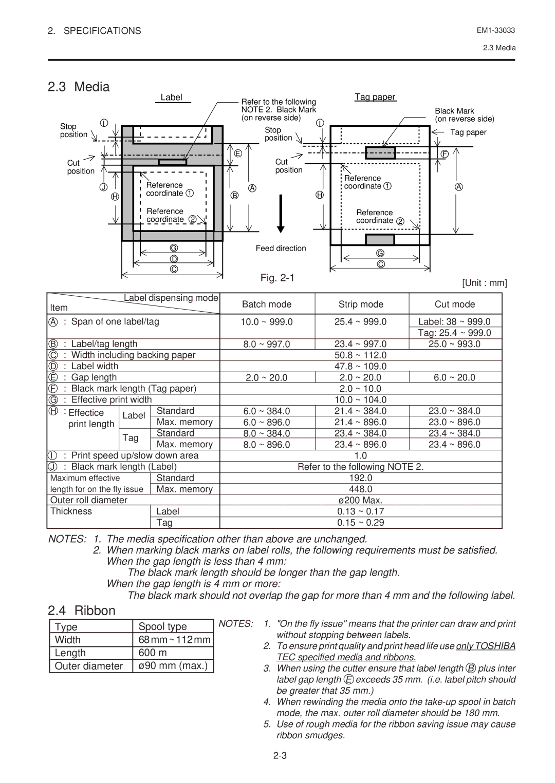 Toshiba B-470-QQ Series owner manual Ribbon, Media 